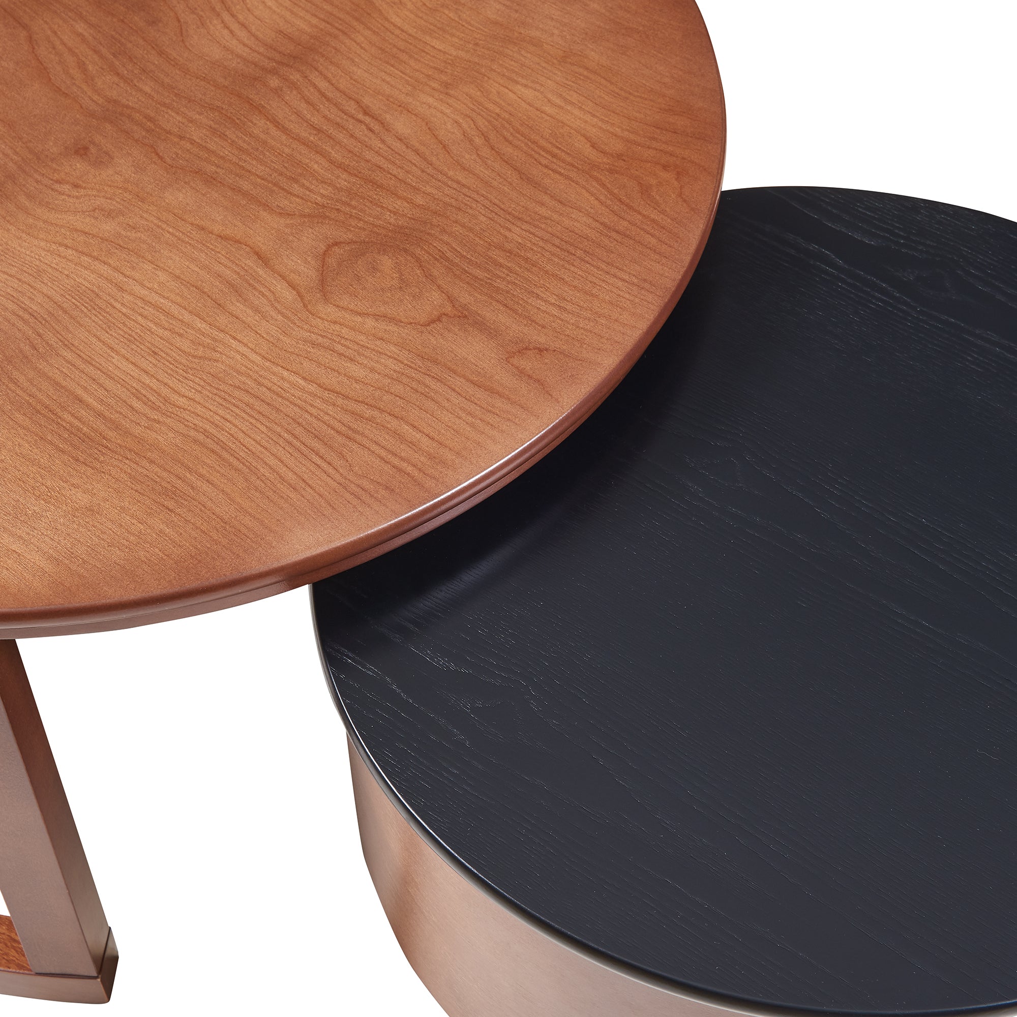 Imola 32" Round Nesting Coffee Table Set with Fluted Storage Drawer