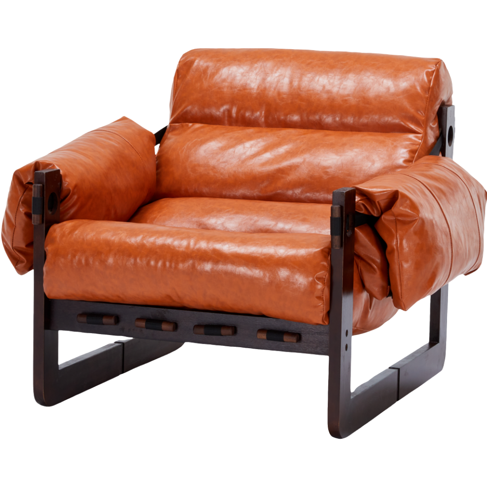 Ravena Modern Vintage Leather Lounge Chair with Removable Armrests