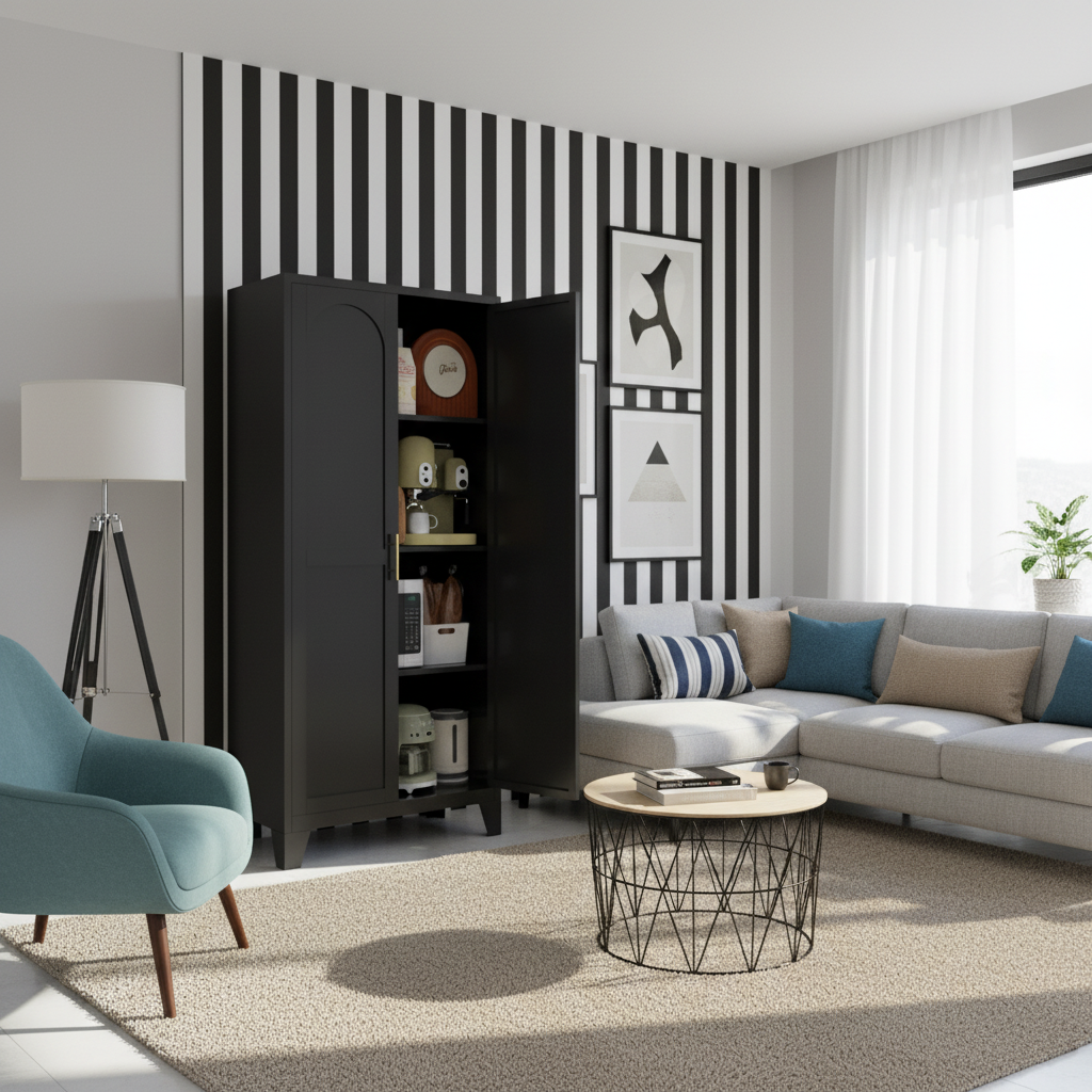 Elva 71" Storage Cabinet with Adjustable Shelves
