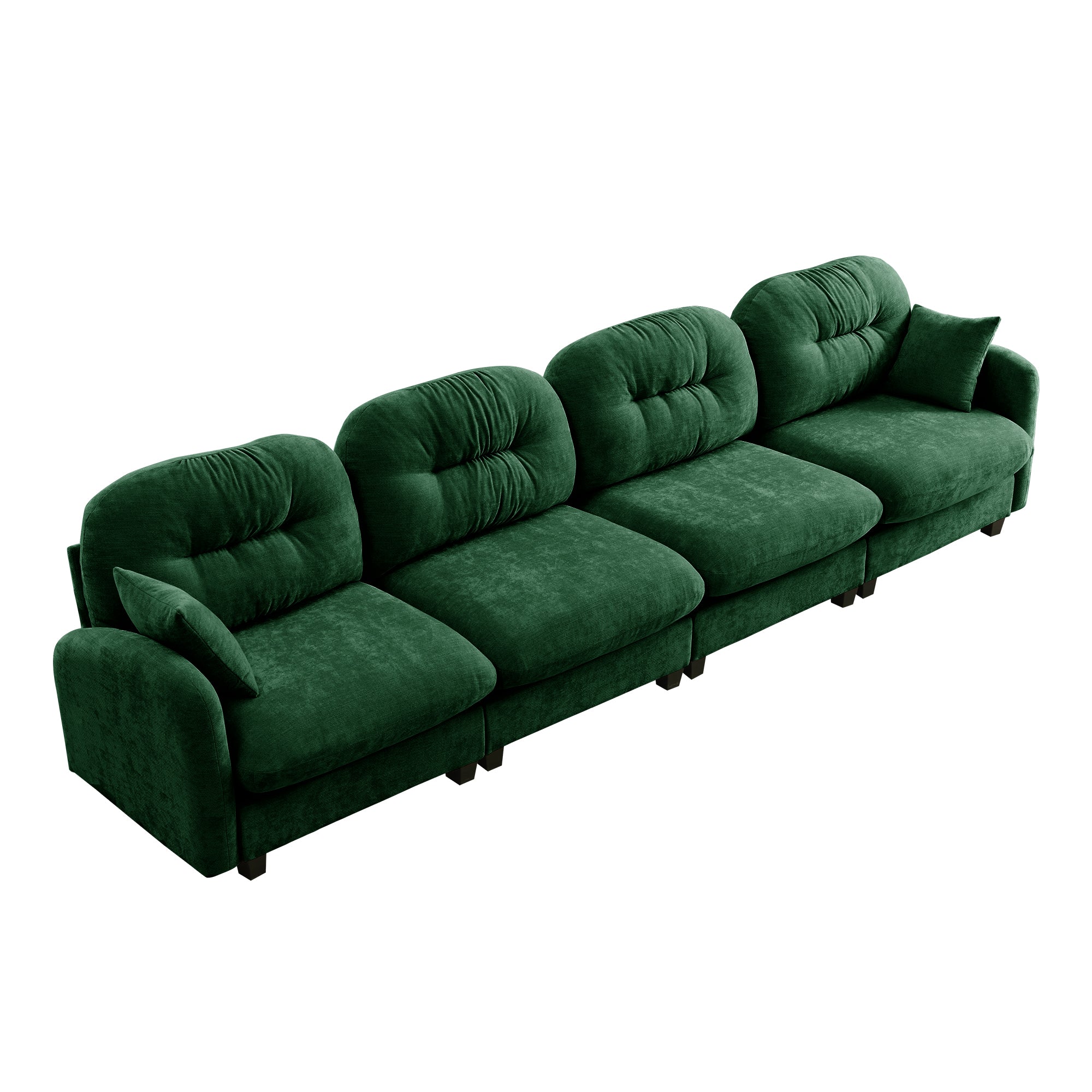 Roselyn 140" Modular Chenille Cloud 4-Seater Sofa with Tufted Cushion Backrest and  Pillows