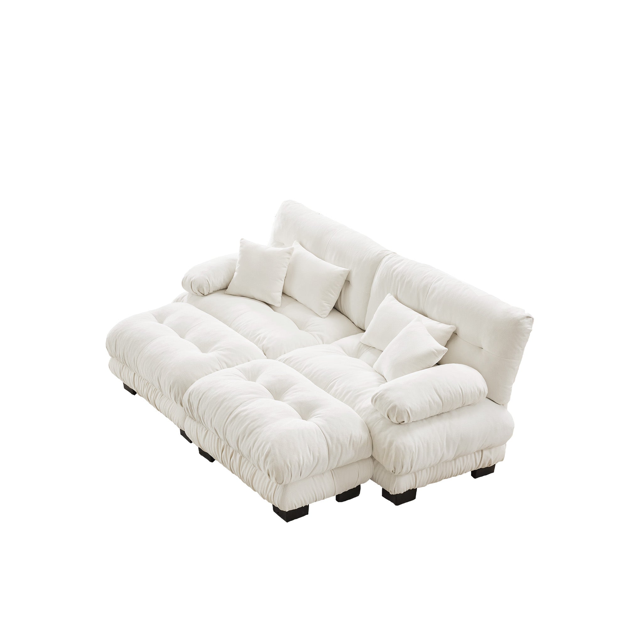 Monterey 94" Modular Chenille Cloud Sofa with 2 Ottomans and Bolstered Armrests