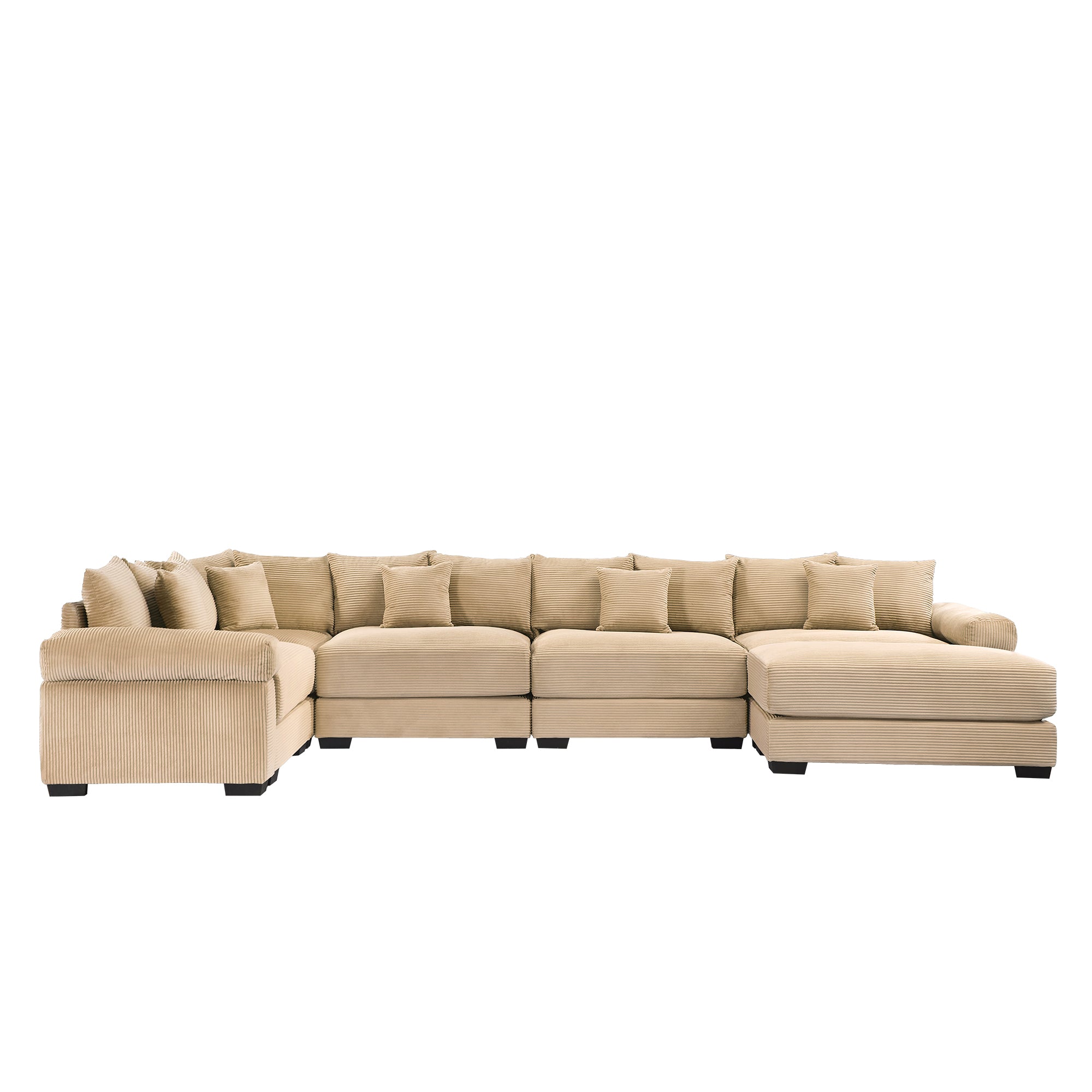 Albany 155" Modular Corduroy Oversized Cloud U-Shaped Sectional Sofa with Ottoman