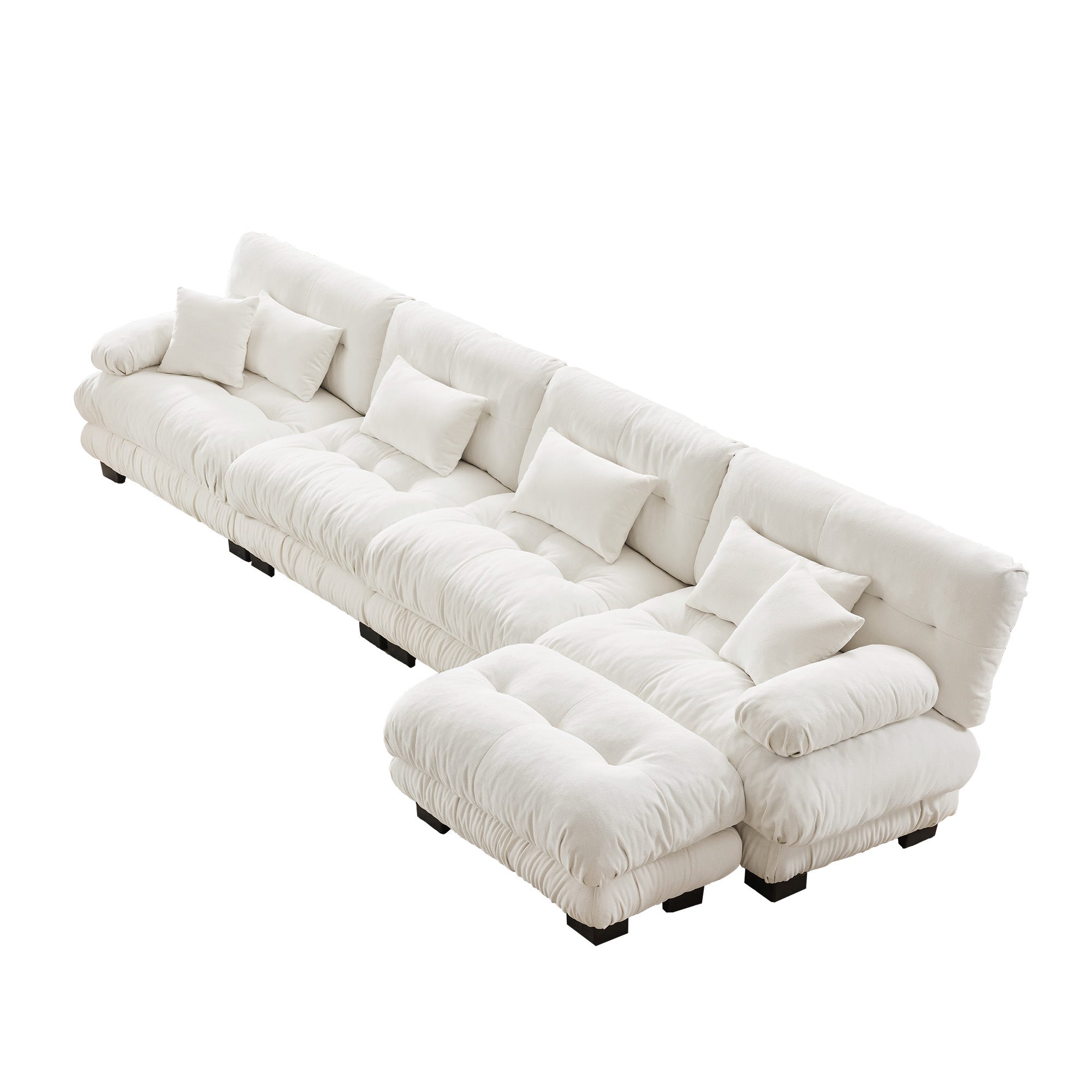 Monterey 173" Oversized Modular Chenille L-Shaped Cloud Sectional Sofa with Ottoman