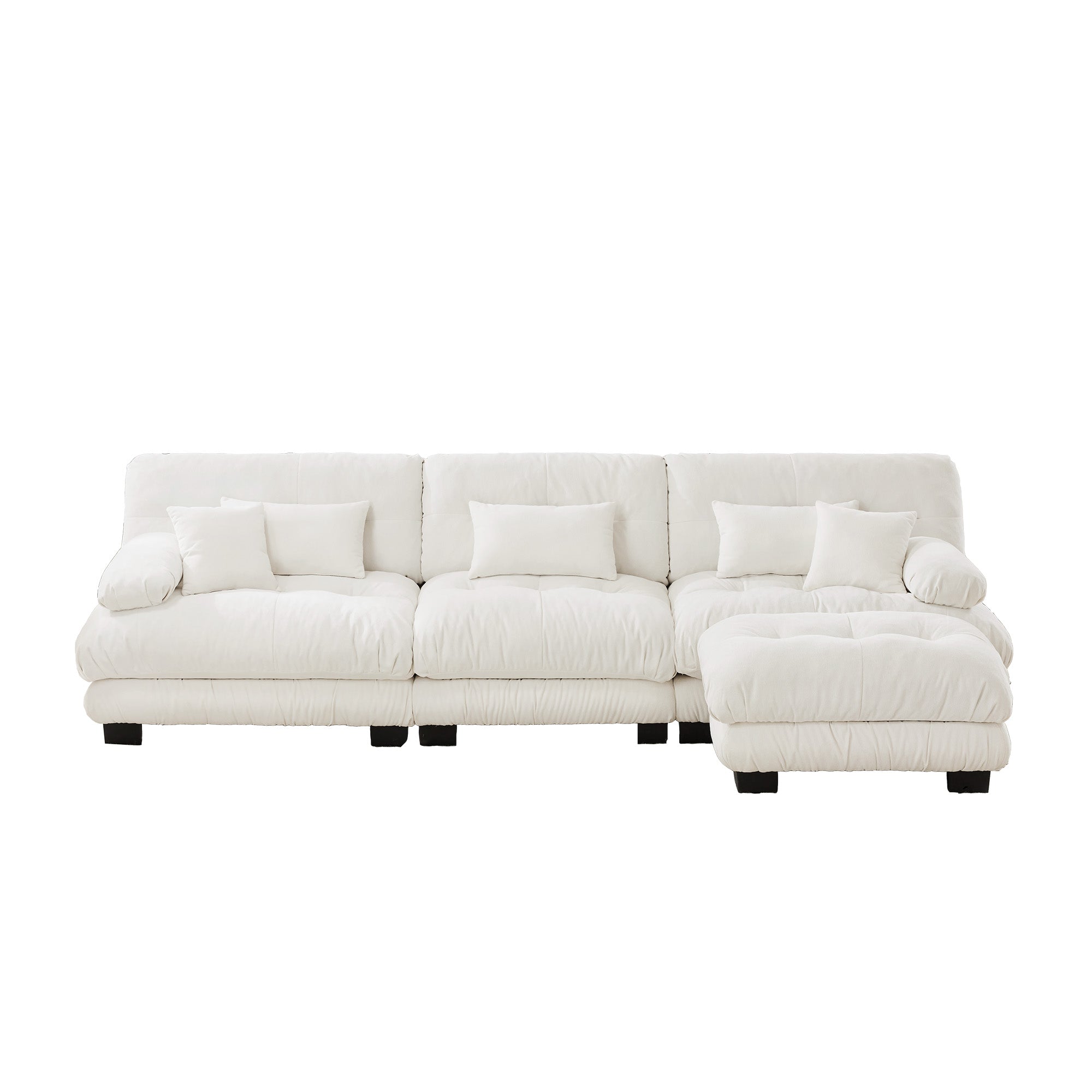 Monterey 134" Modular Chenille Cloud L-Shaped Sectional Sofa with Convertible Ottoman