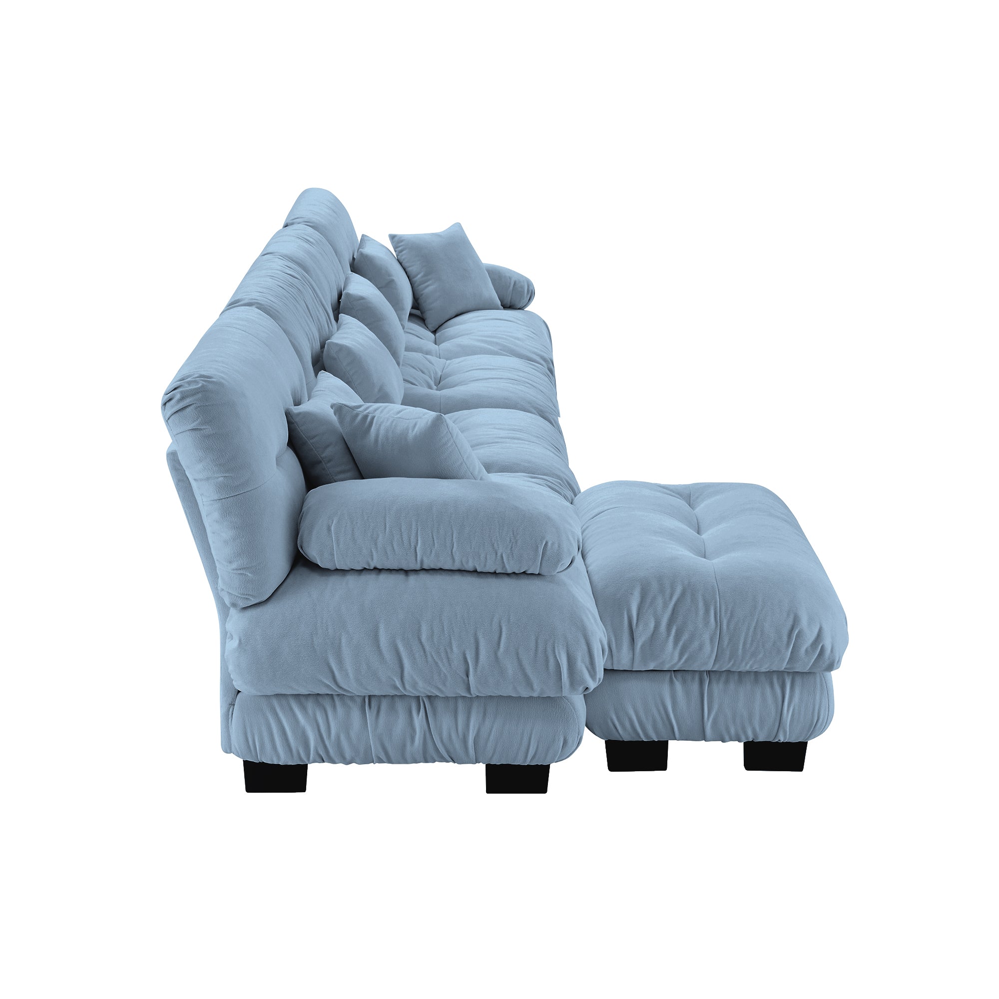 Monterey 173" Oversized Modular Chenille L-Shaped Cloud Sectional Sofa with Ottoman