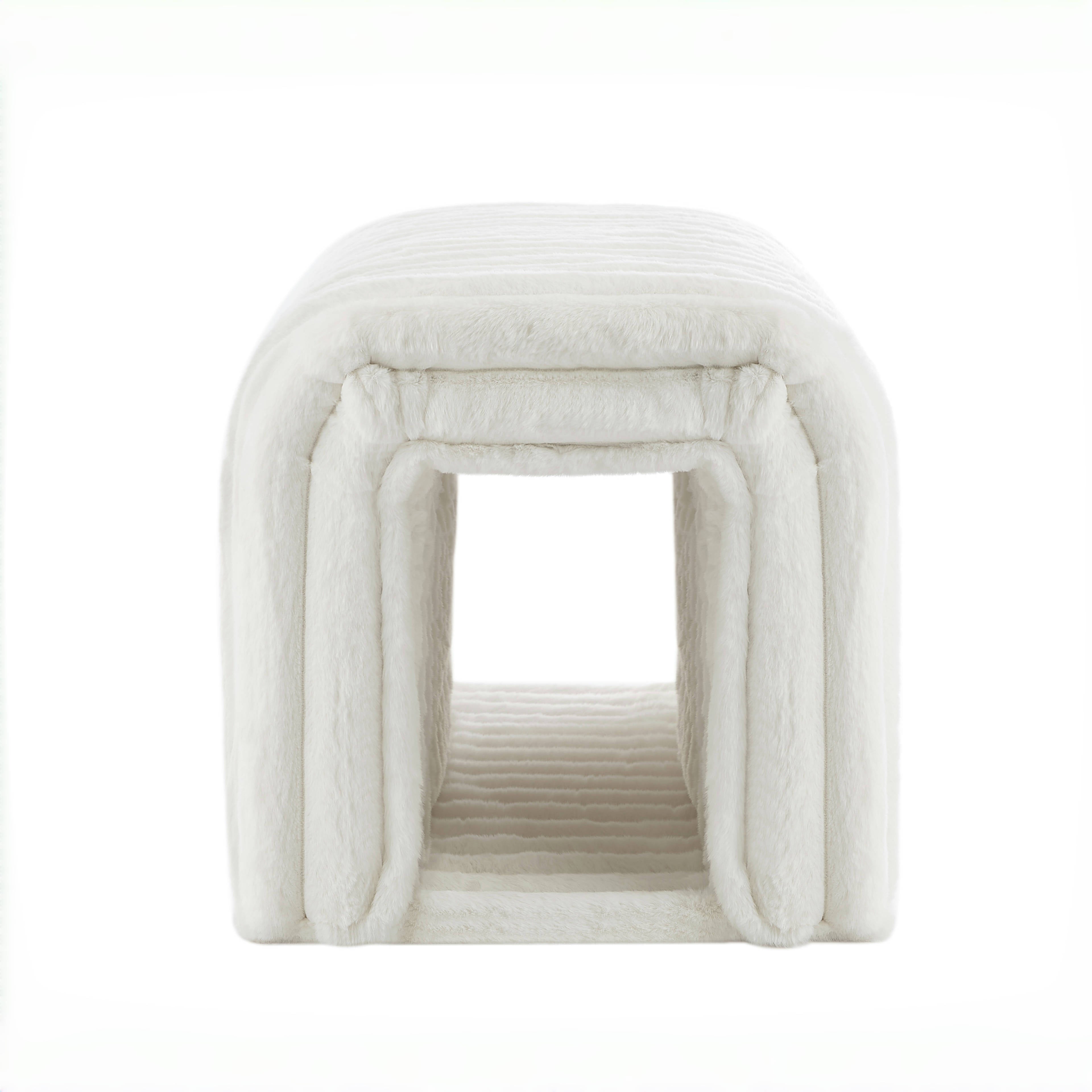 Aros Corduroy Storage Ottoman Bench with Cat Tunnels