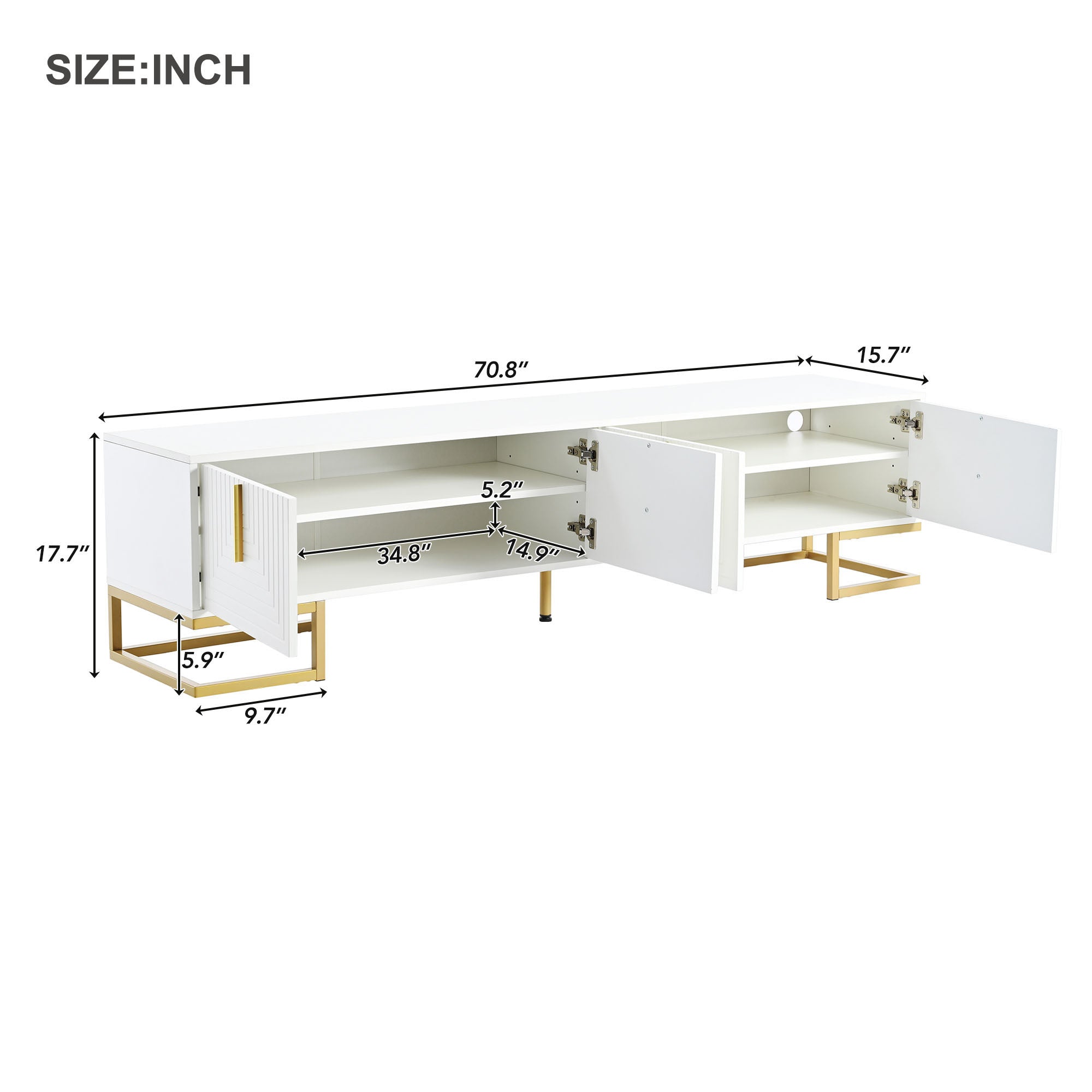 Athena Modern TV Stand with Gold Metal Legs