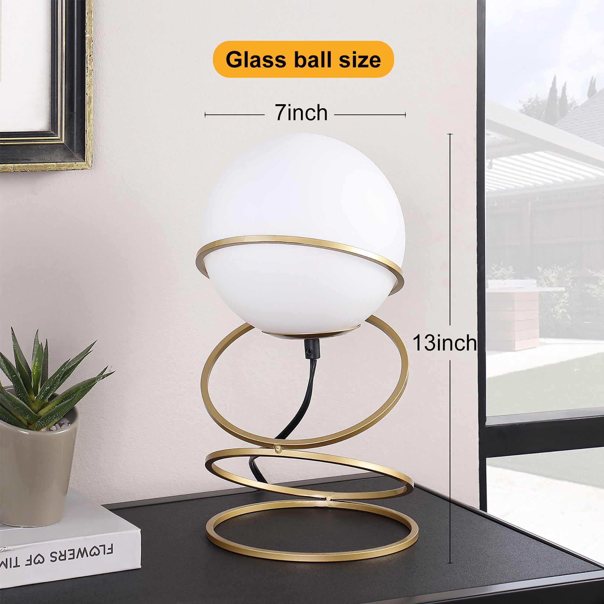 Auric 13.5"H Spiral Table Lamp with Glass Globe Shade