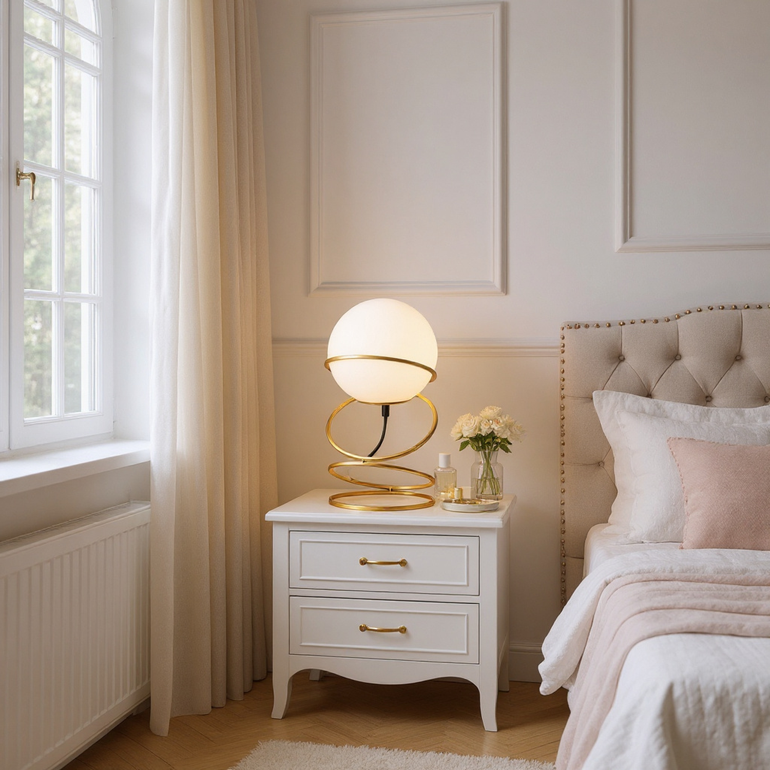 Auric 13.5"H Spiral Table Lamp with Glass Globe Shade