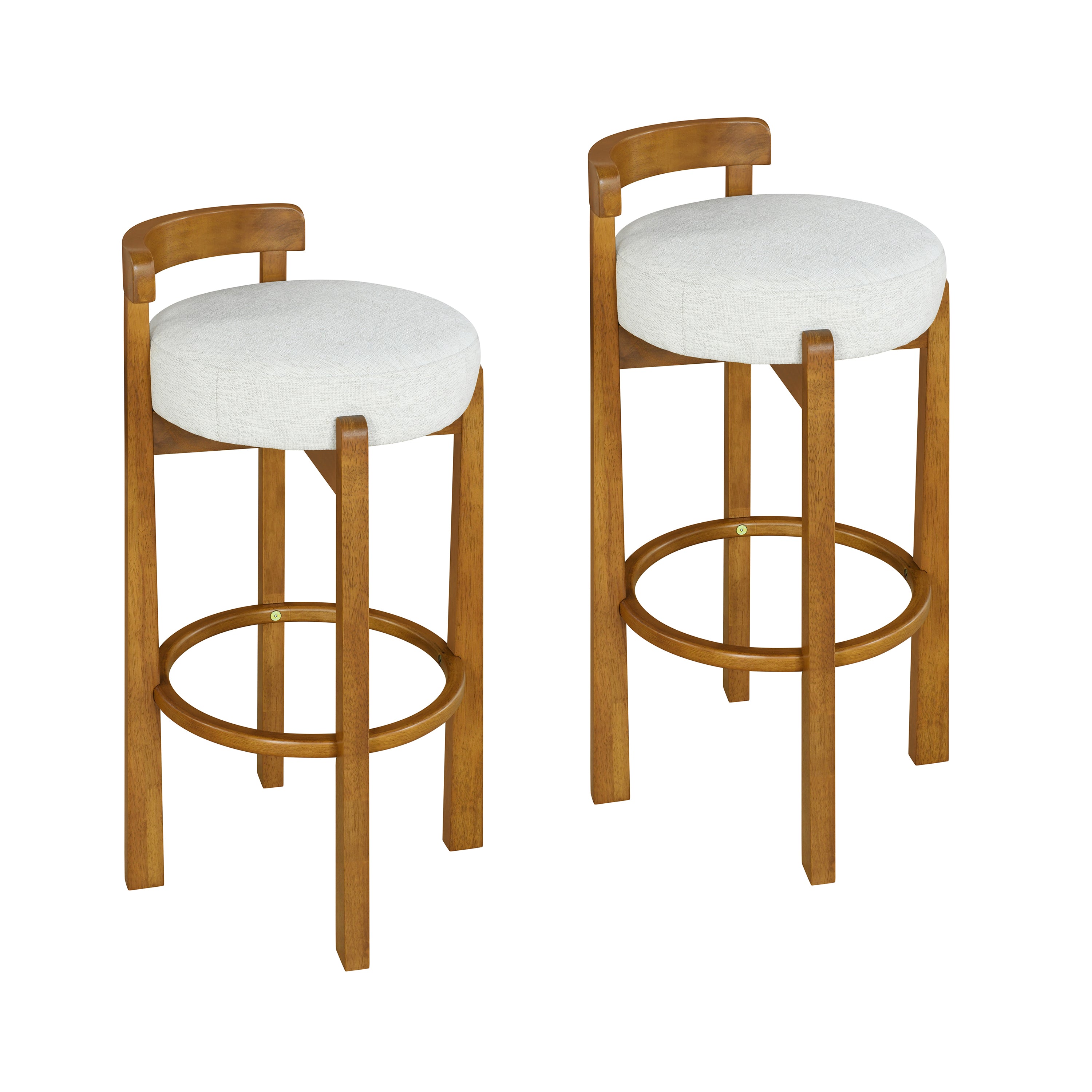 Etna 26" Rubberwood Counter Height Bar Stools with Upholstered Seats Set of 2