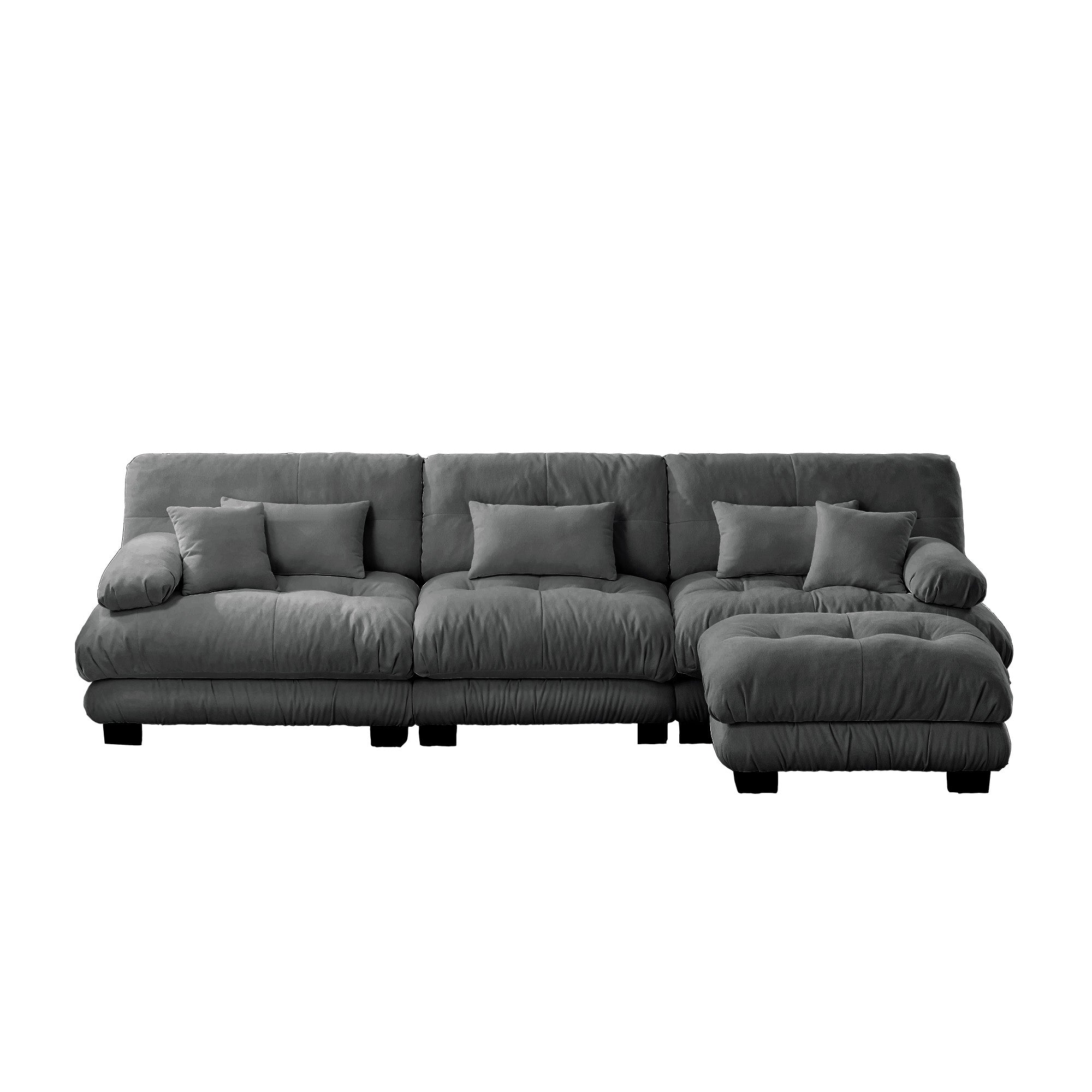 Monterey 134" Modular Chenille Cloud L-Shaped Sectional Sofa with Convertible Ottoman