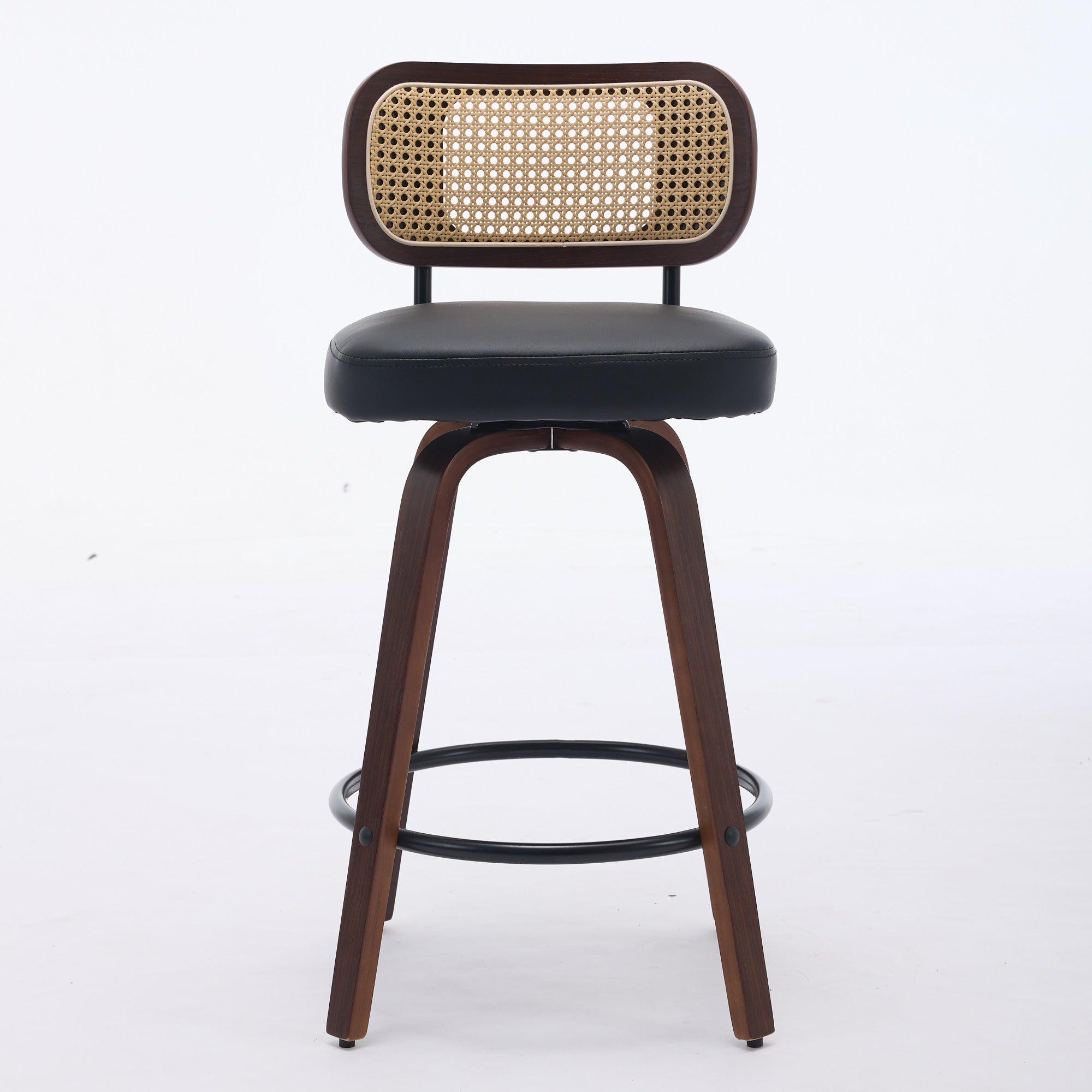 Homy Casa Medoc 26" Rattan Back Swivel Counter Height Upholstered Bar Stool Set of 2