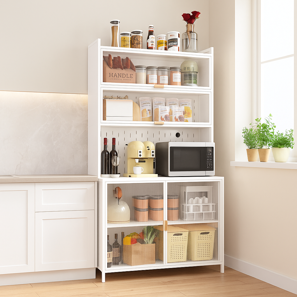 Eland 73" Modern Steel Kitchen Pantry Cabinet with Flip Doors