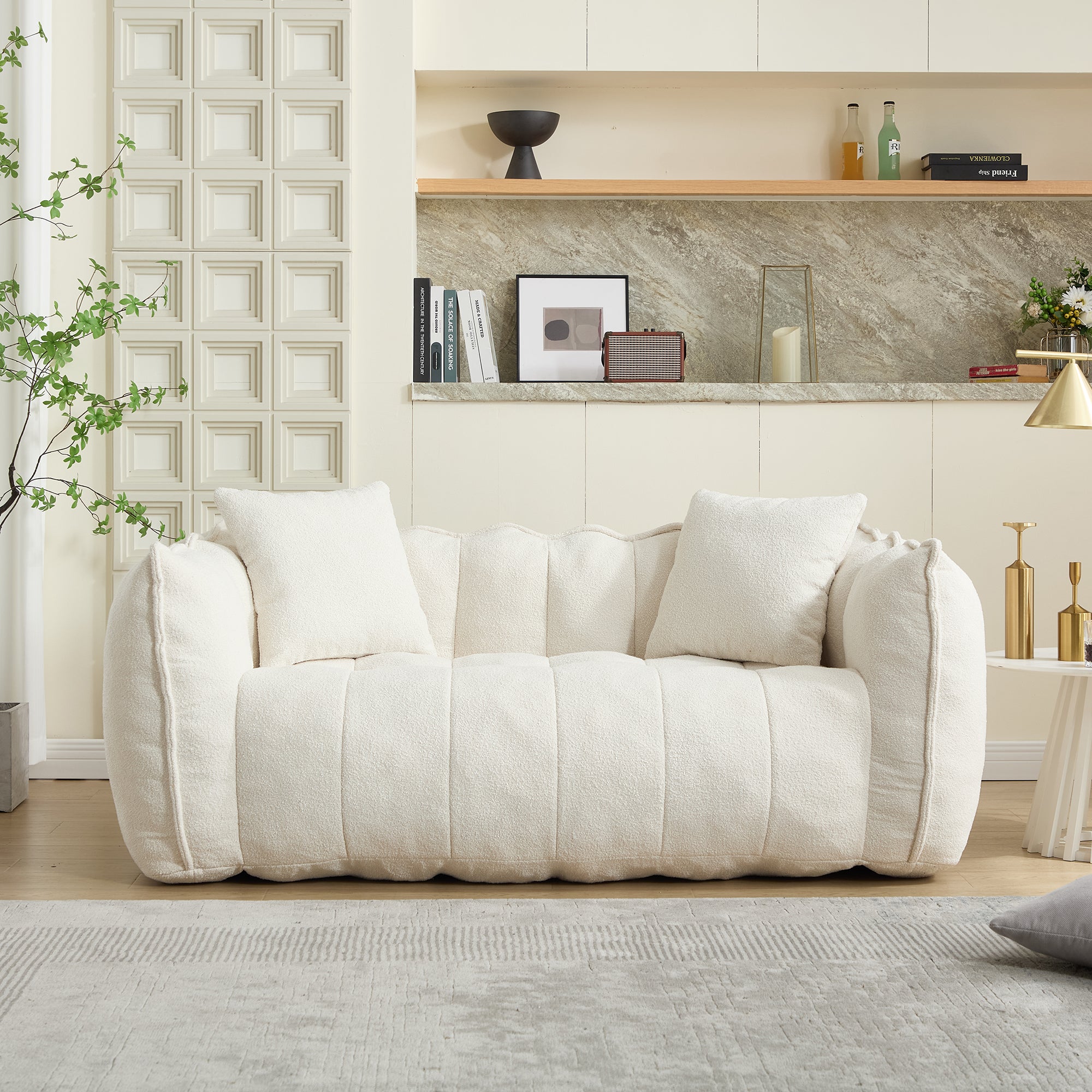 Pinecrest Modern Chenille Bean Bag Loveseat Sofa