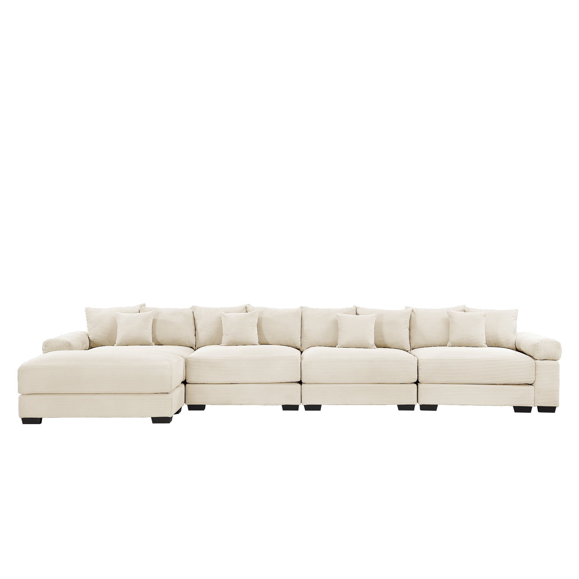 Albany 168" Modular Corduroy Oversized Cloud L-Shaped Sectional Sofa with Ottoman