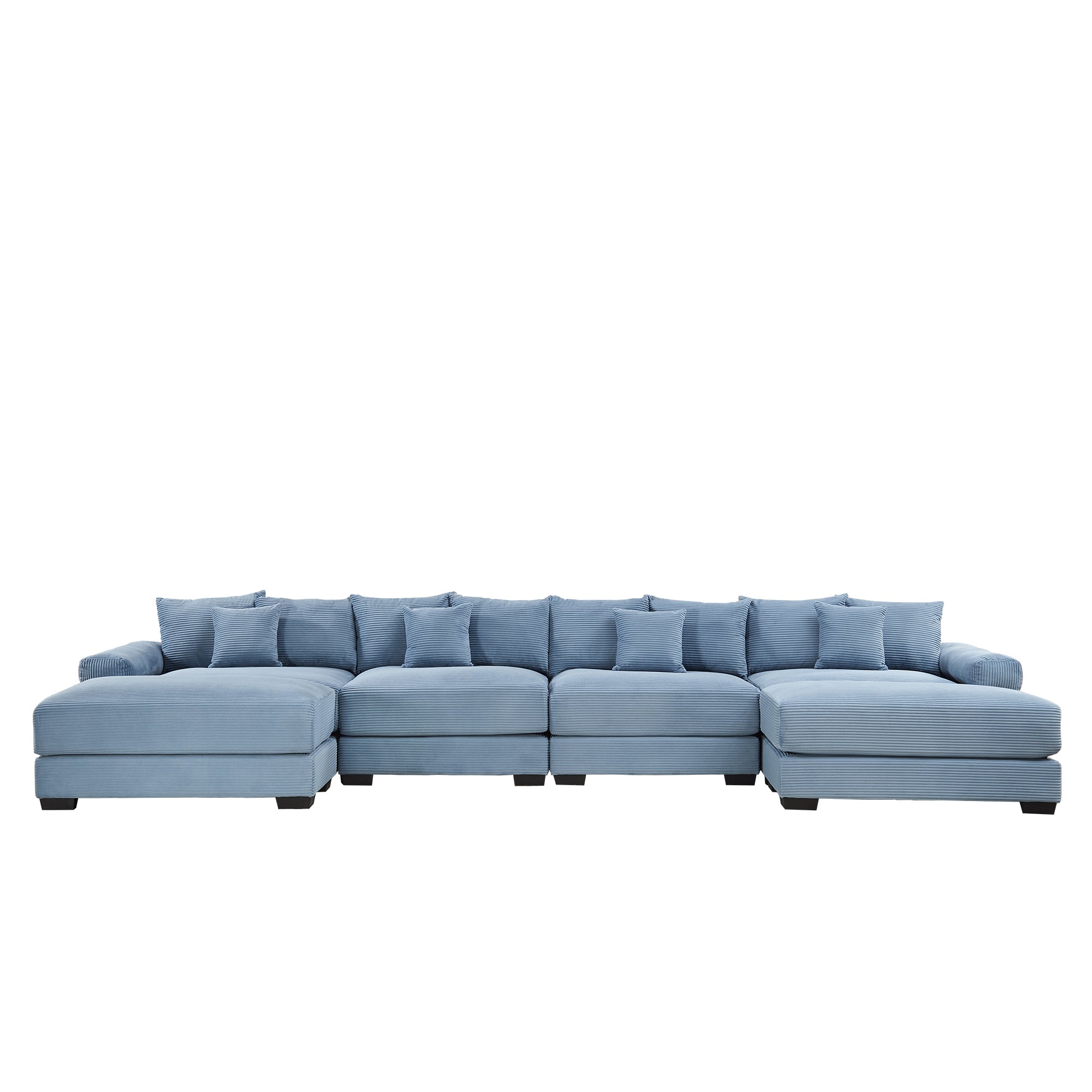 Albany 168" Modular Corduroy Cloud U-Shaped Sectional Sofa with Ottomans