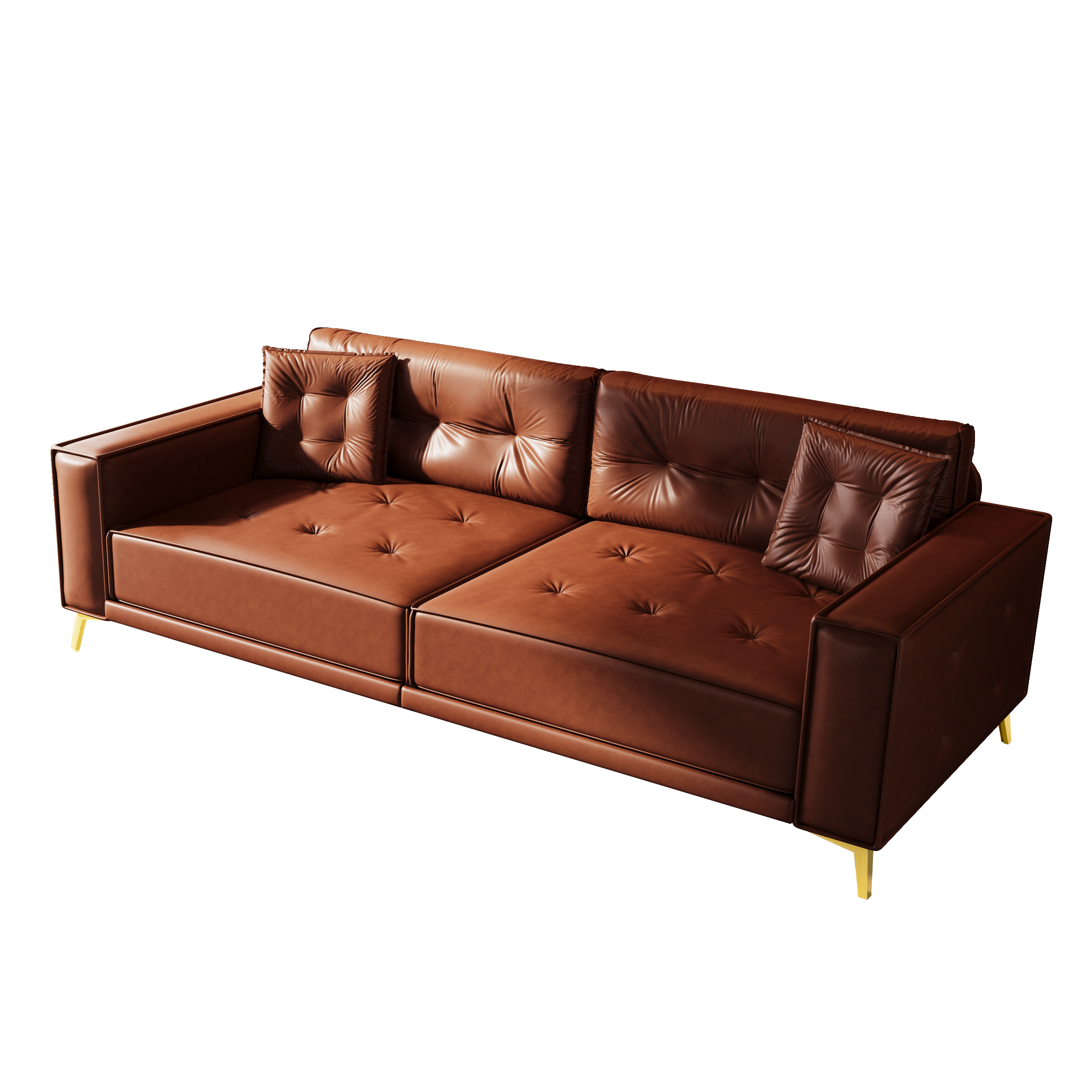Lexington 92" Faux Leather 4-Seater Sleeper Sofa Bed with Ultra Wide Armrests and Pillows