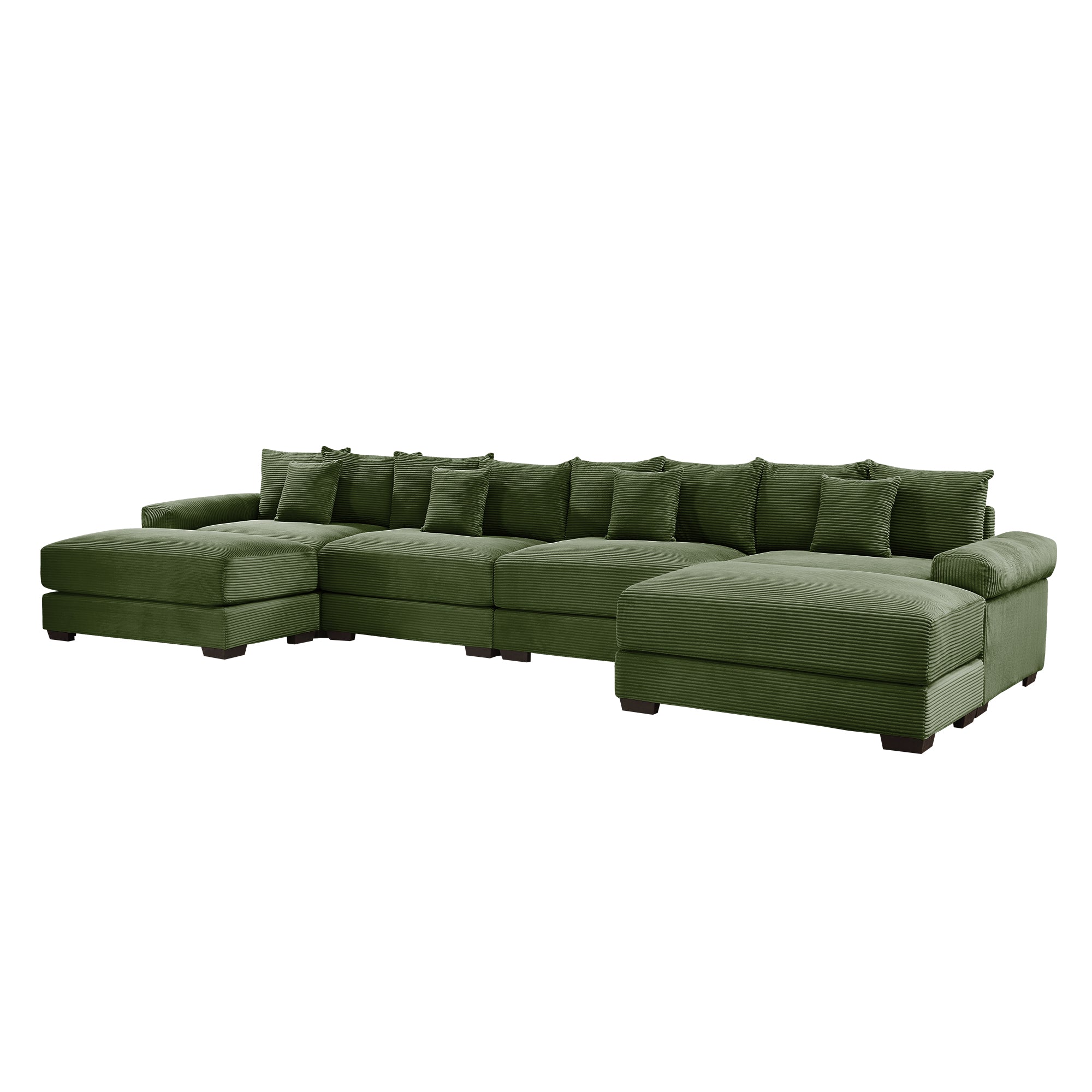 Albany 168" Modular Corduroy Cloud U-Shaped Sectional Sofa with Ottomans