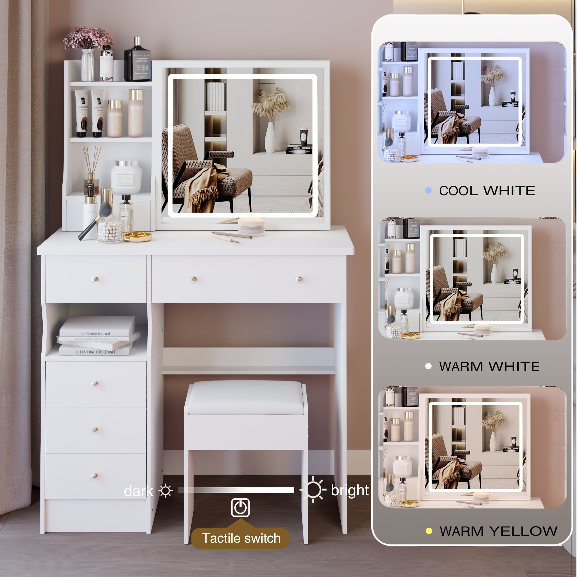 Mona 37" Vanity Set with LED Mirror