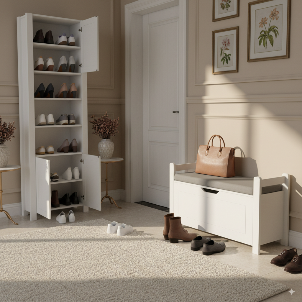 Brigton Wooden Storage Chest with Cushion Seat, White