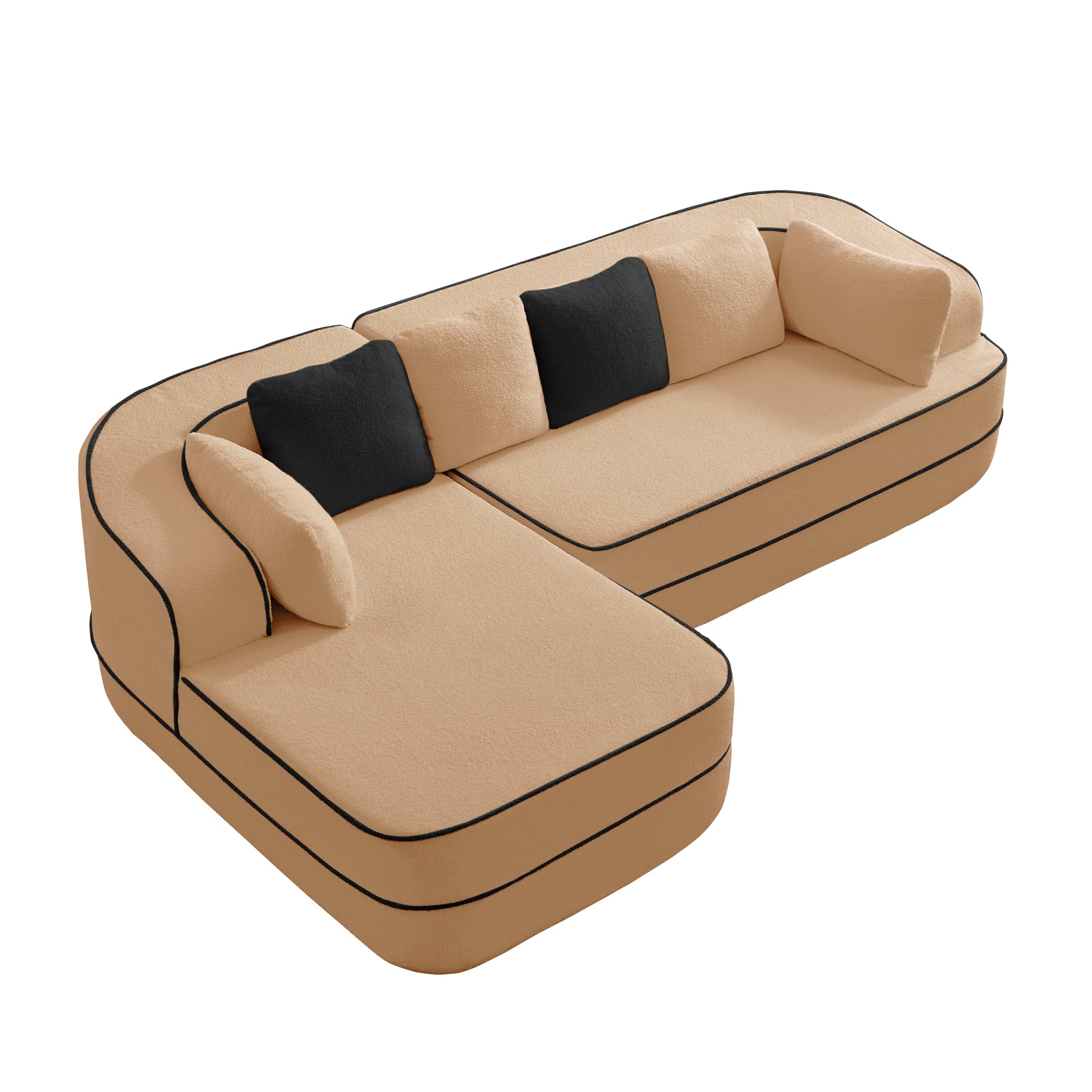 Gilbert 106" Teddy Fabric Modular Sectional Sofa with Left L-Shaped Chaise