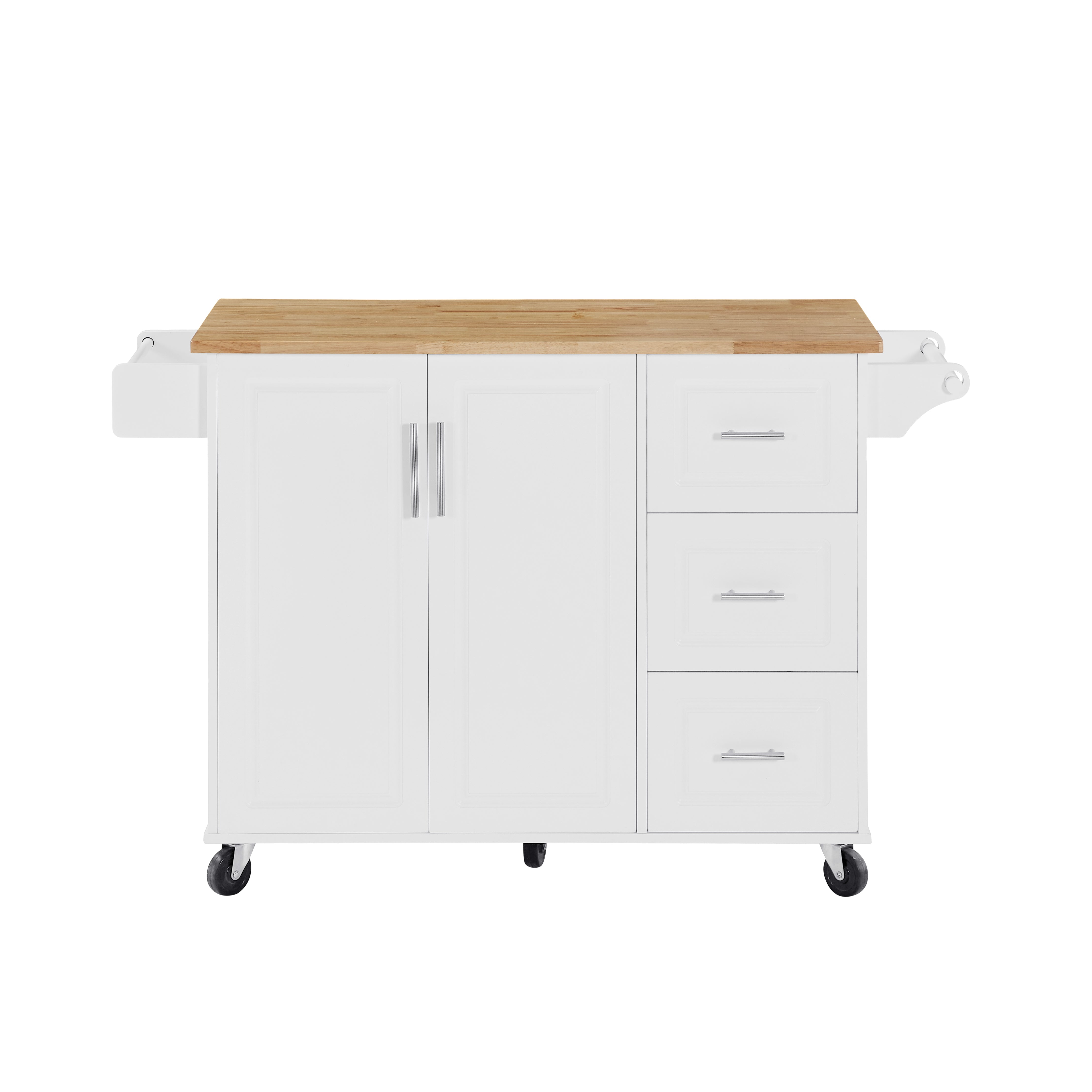 Sumatra 53" Rolling Kitchen Island with Solid Wood Countertop and Drop Leaf