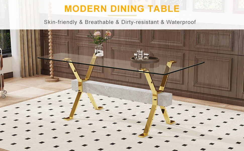 Nile 71inch Tempered Glass Dining Table
