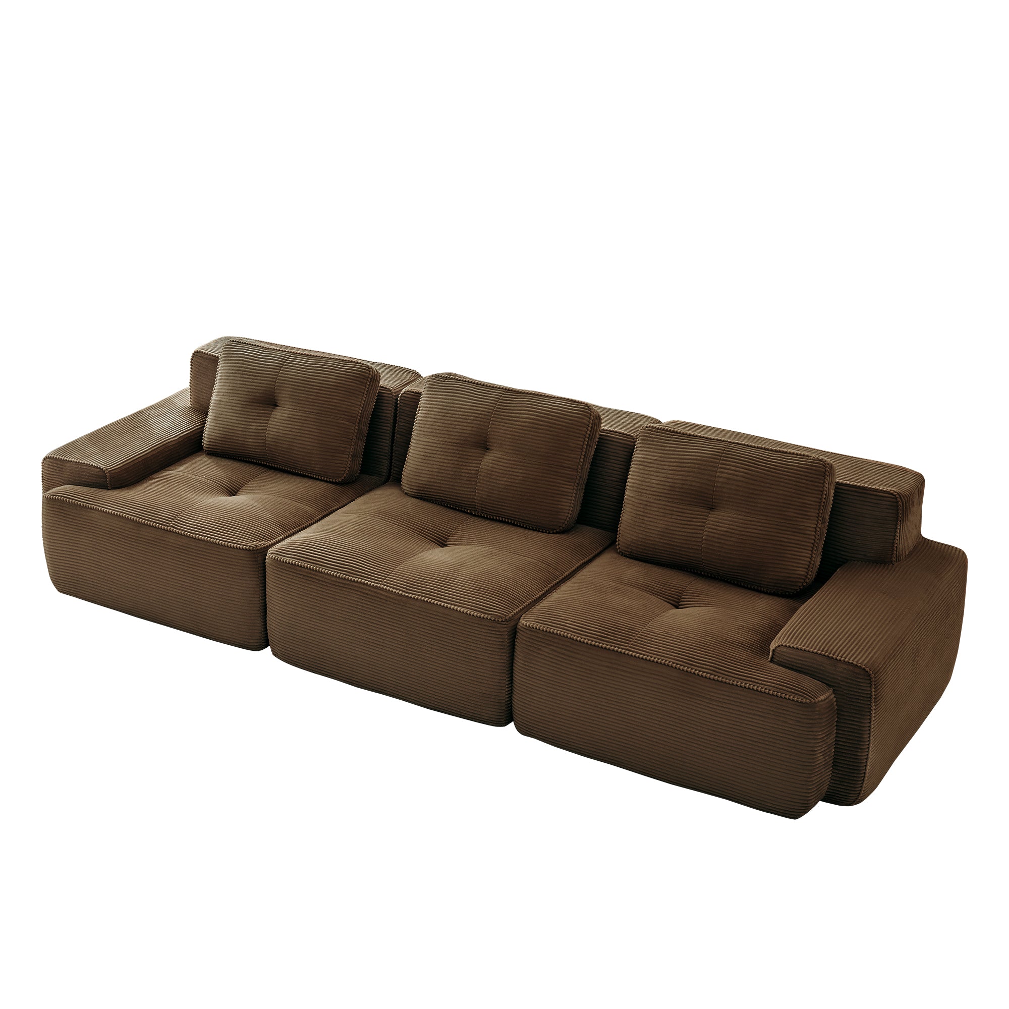 Racine 117" Modular Corduroy Fabric 3-Seater Sofa with Pillows