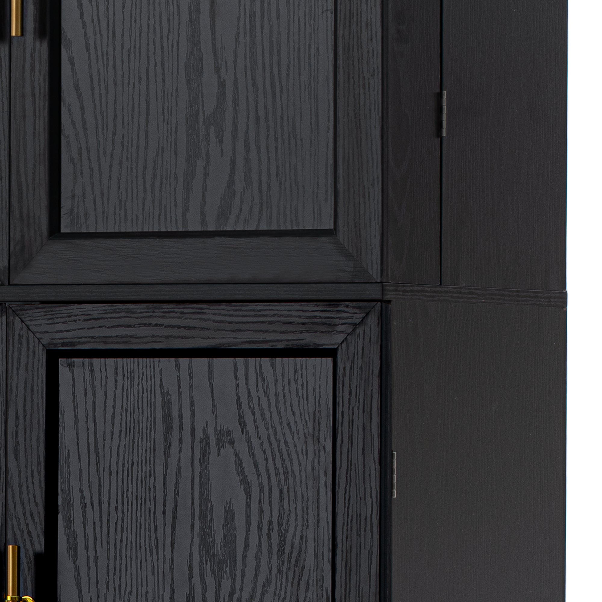Bristol 78.2" Farmhouse Ash-Black Kitchen Pantry Cabinet with Adjustable Shelves