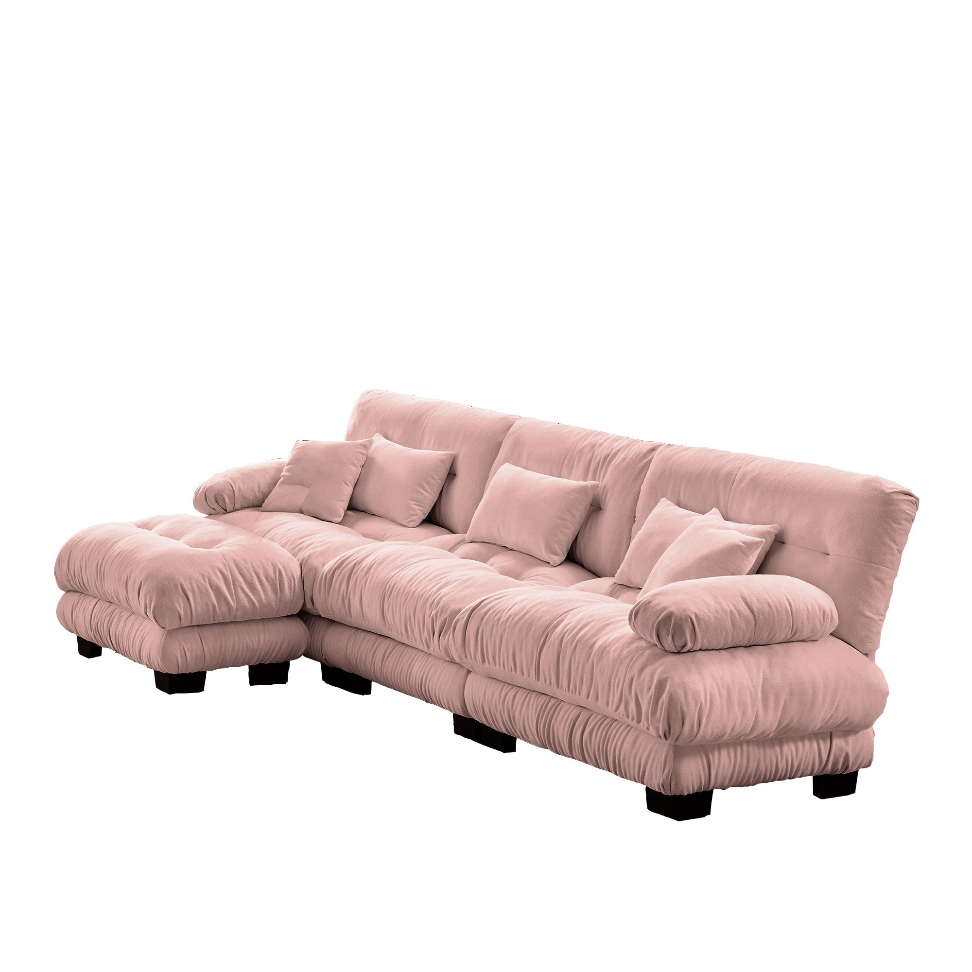 Monterey 134" Modular Chenille Cloud L-Shaped Sectional Sofa with Convertible Ottoman