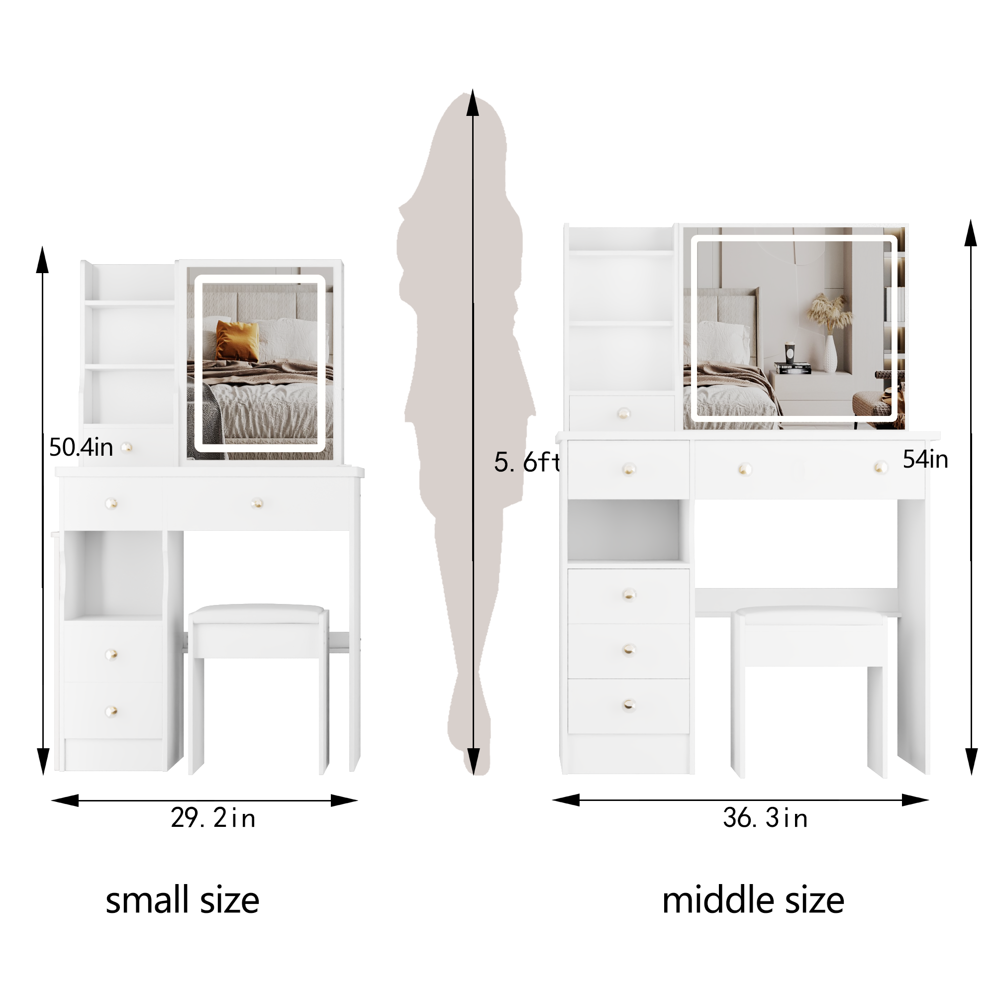 Mona 37" Vanity Set with LED Mirror