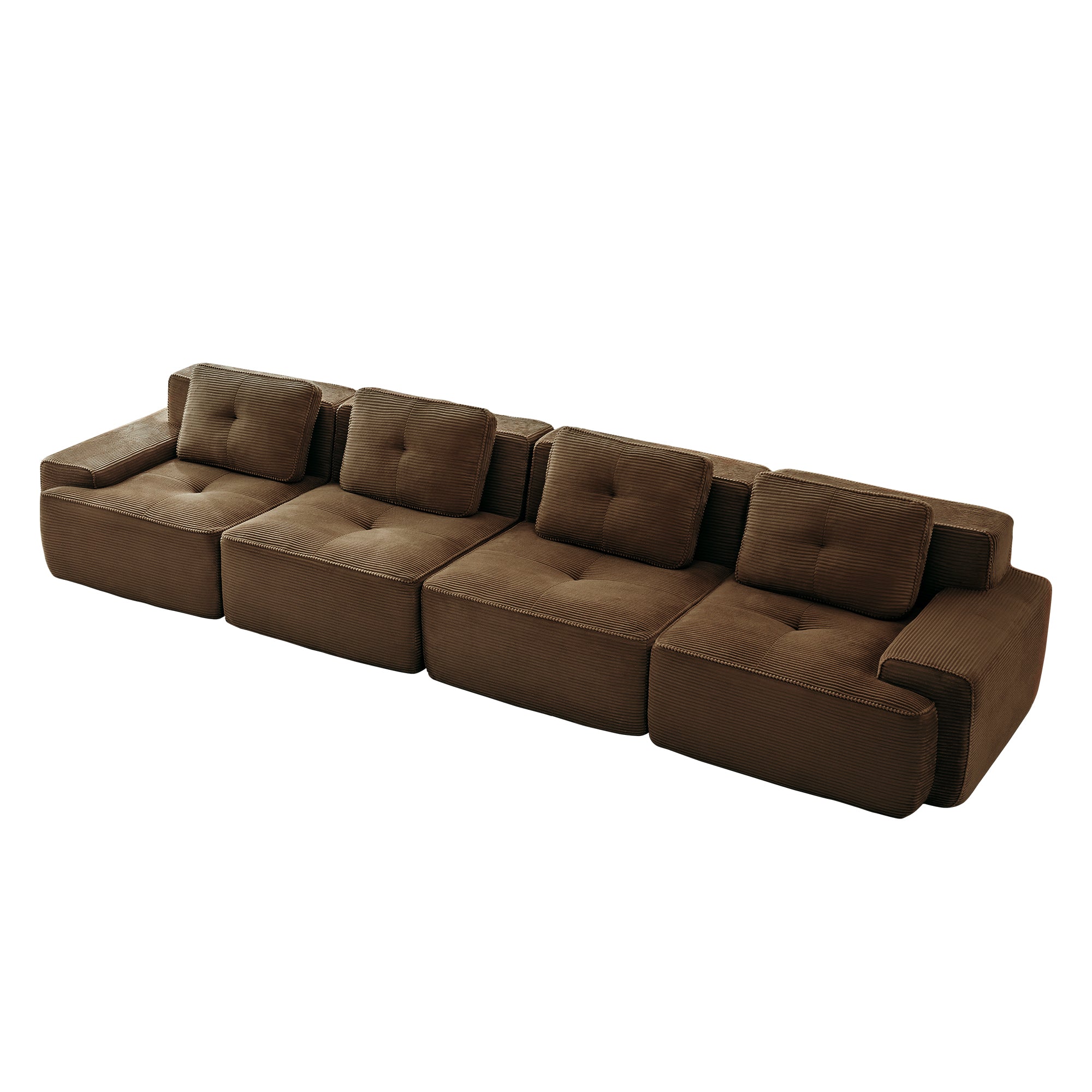 Racine 153" Modular Corduroy Fabric 4-Seater Sofa with Deep Seat