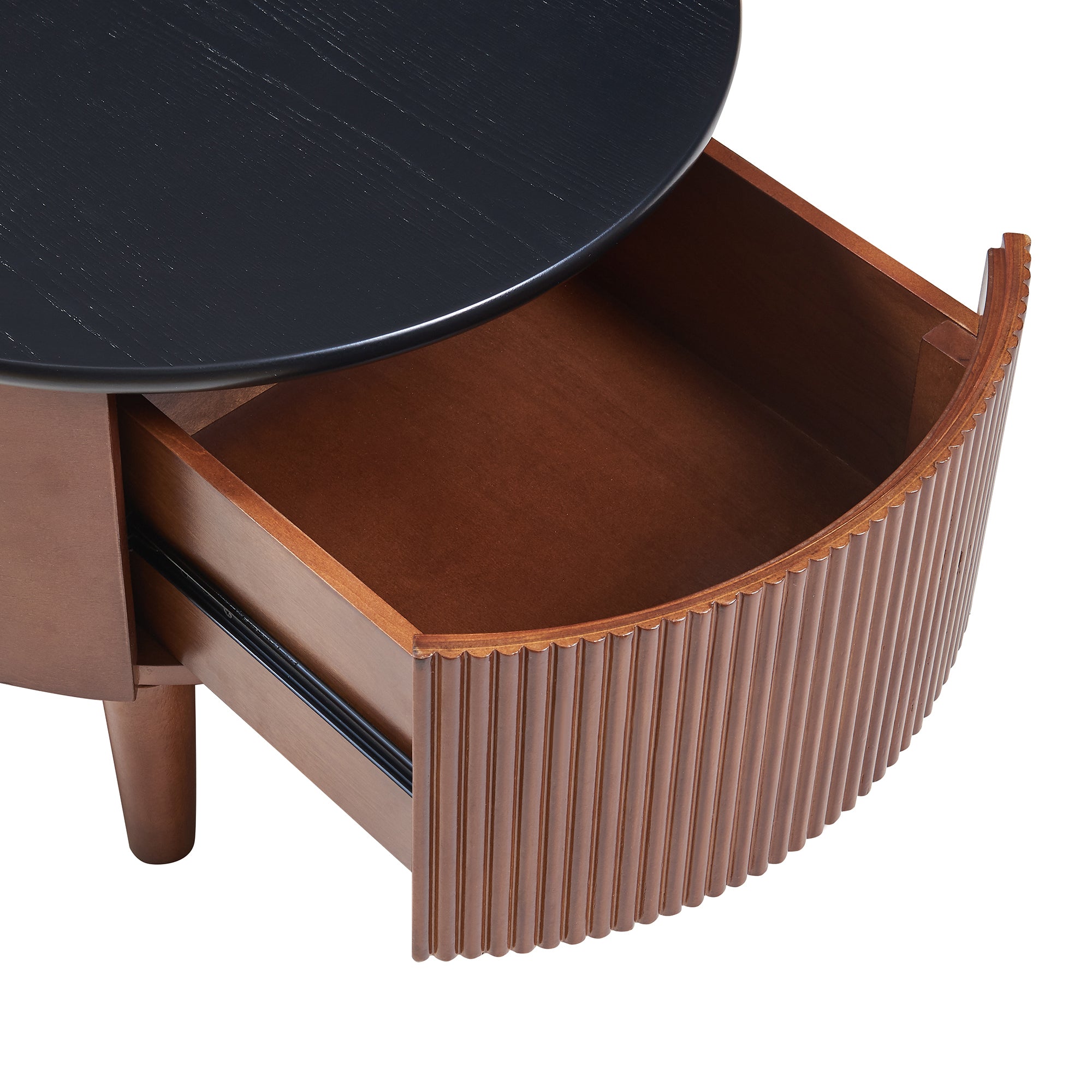 Imola 32" Round Nesting Coffee Table Set with Fluted Storage Drawer