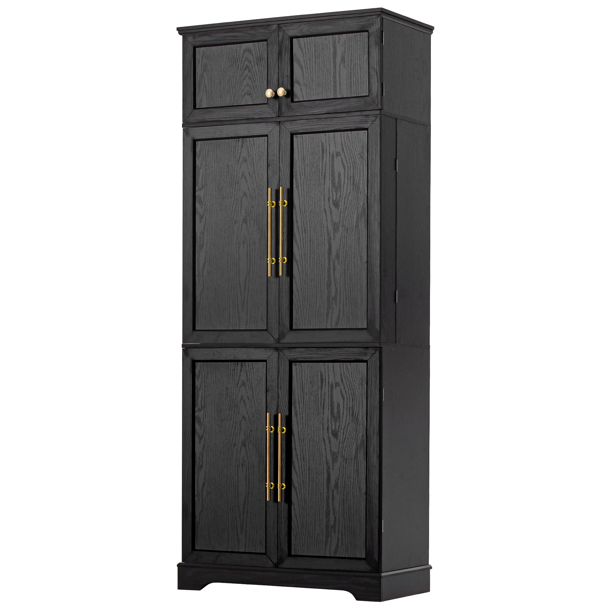 Bristol 78.2" Farmhouse Ash-Black Kitchen Pantry Cabinet with Adjustable Shelves