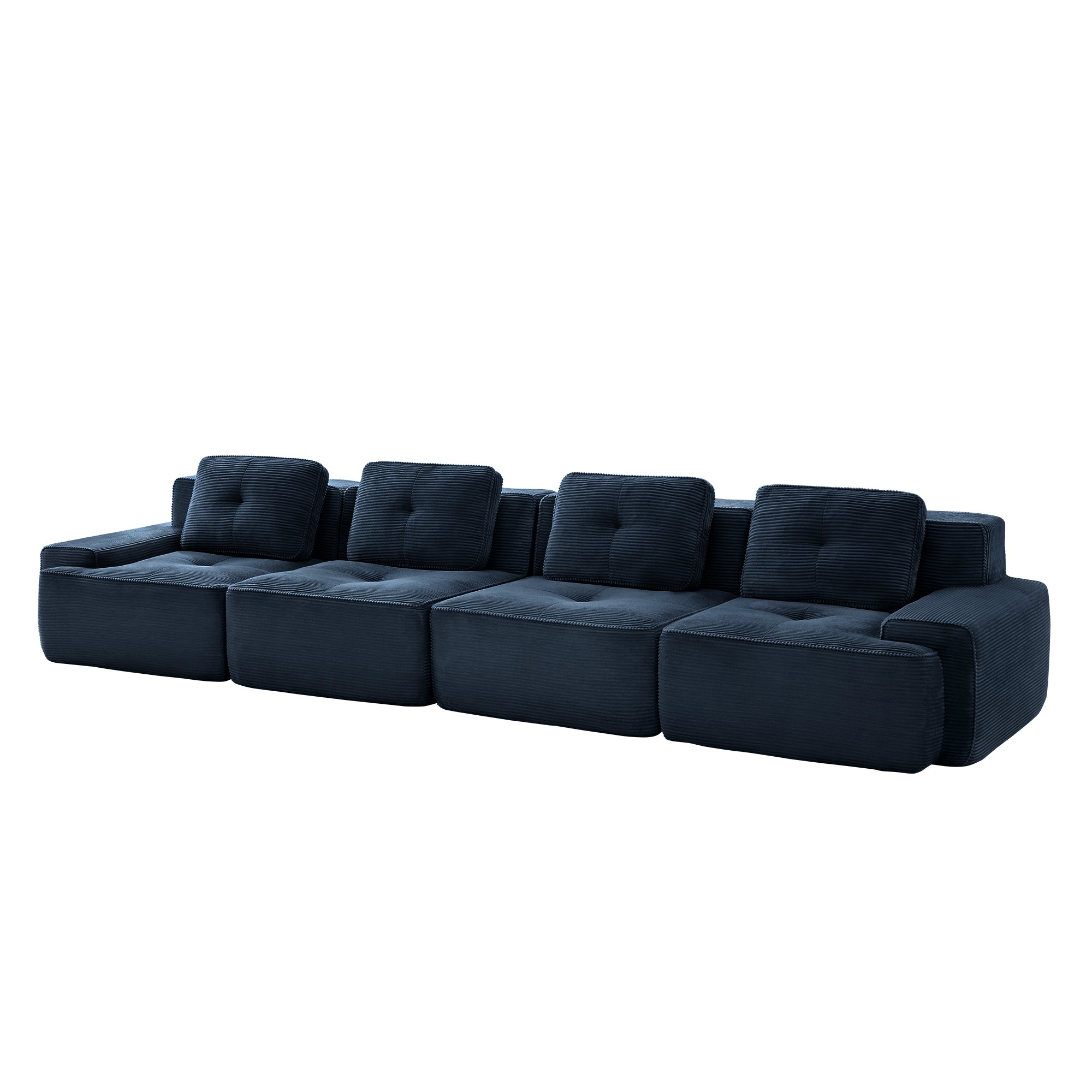 Racine 153" Modular Corduroy Fabric 4-Seater Sofa with Deep Seat