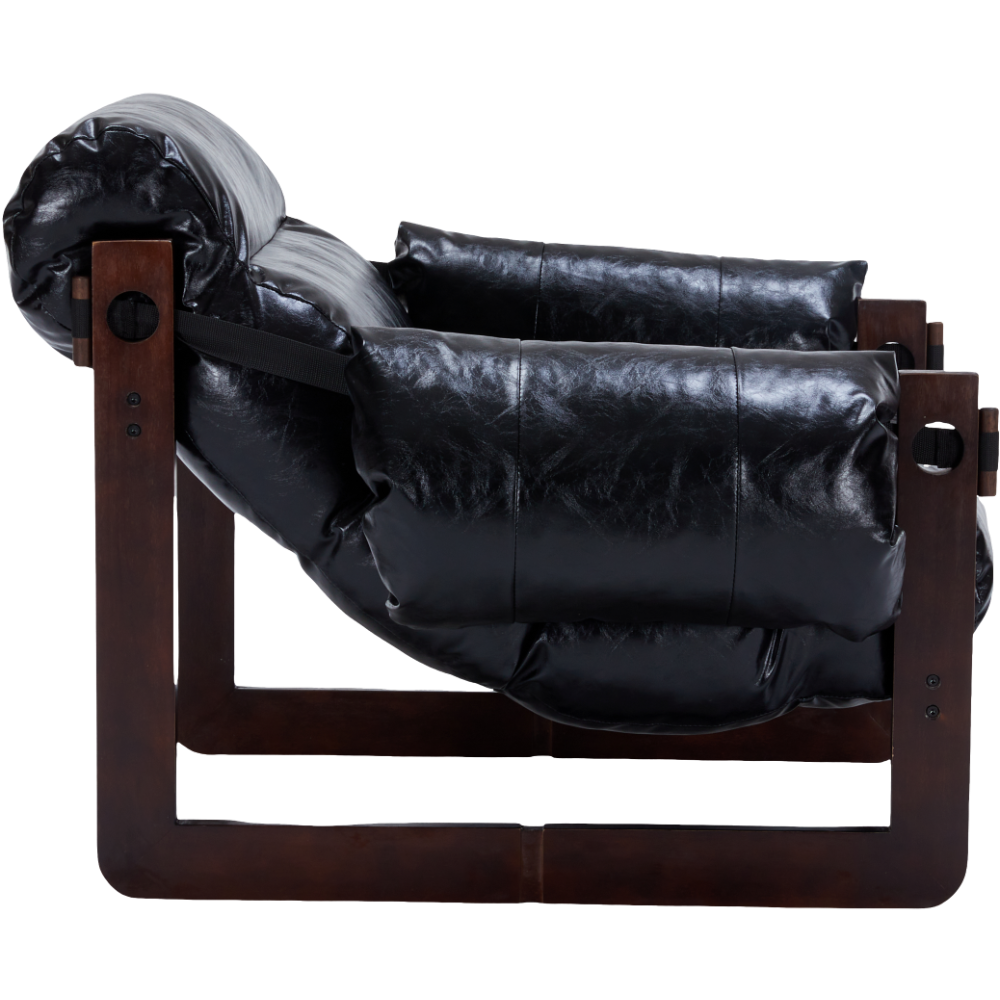 Ravena Modern Vintage Leather Lounge Chair with Removable Armrests