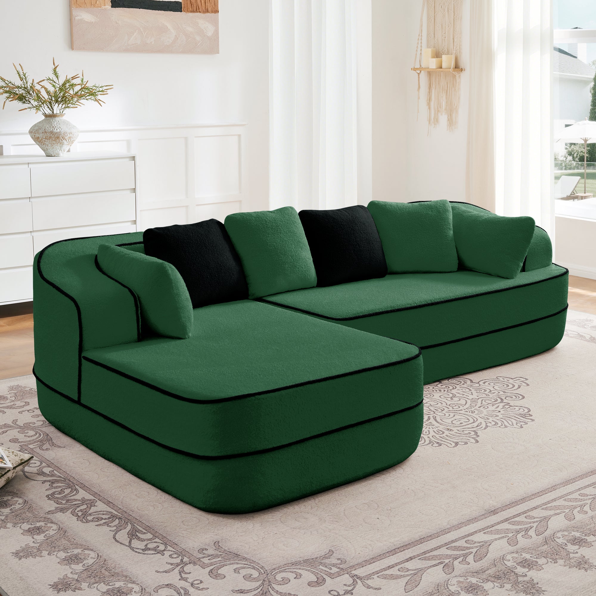 Gilbert 106" Teddy Fabric Modular Sectional Sofa with Left L-Shaped Chaise