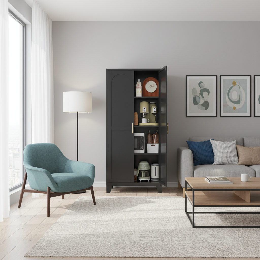 Elva 71" Storage Cabinet with Adjustable Shelves