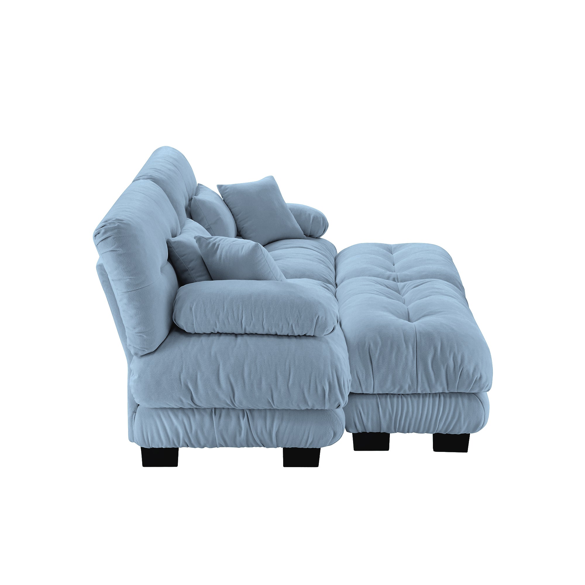 Monterey 94" Modular Chenille Cloud Sofa with 2 Ottomans and Bolstered Armrests