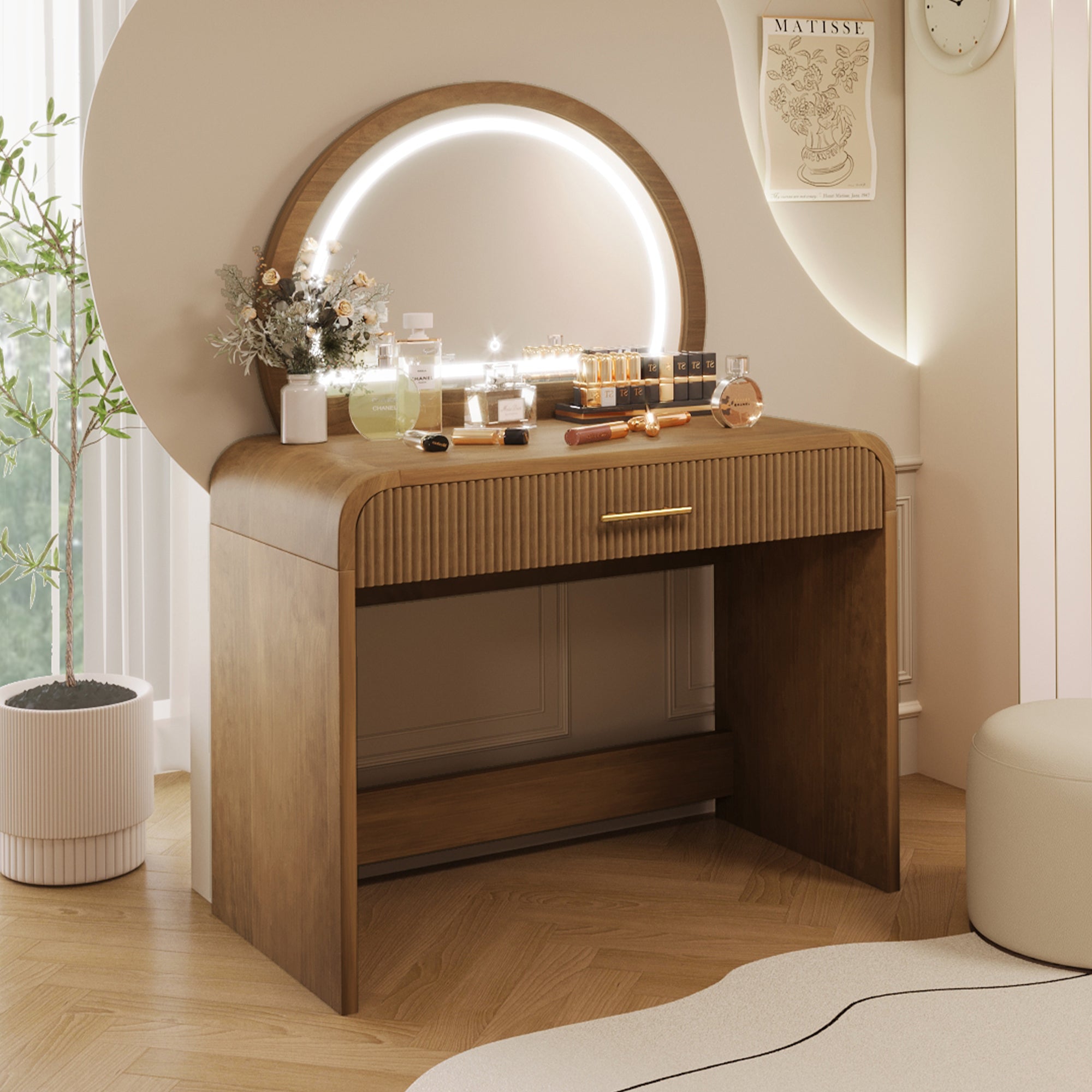 Solis 39" Makeup Vanity Table with Touch Lighted Mirror & Drawer