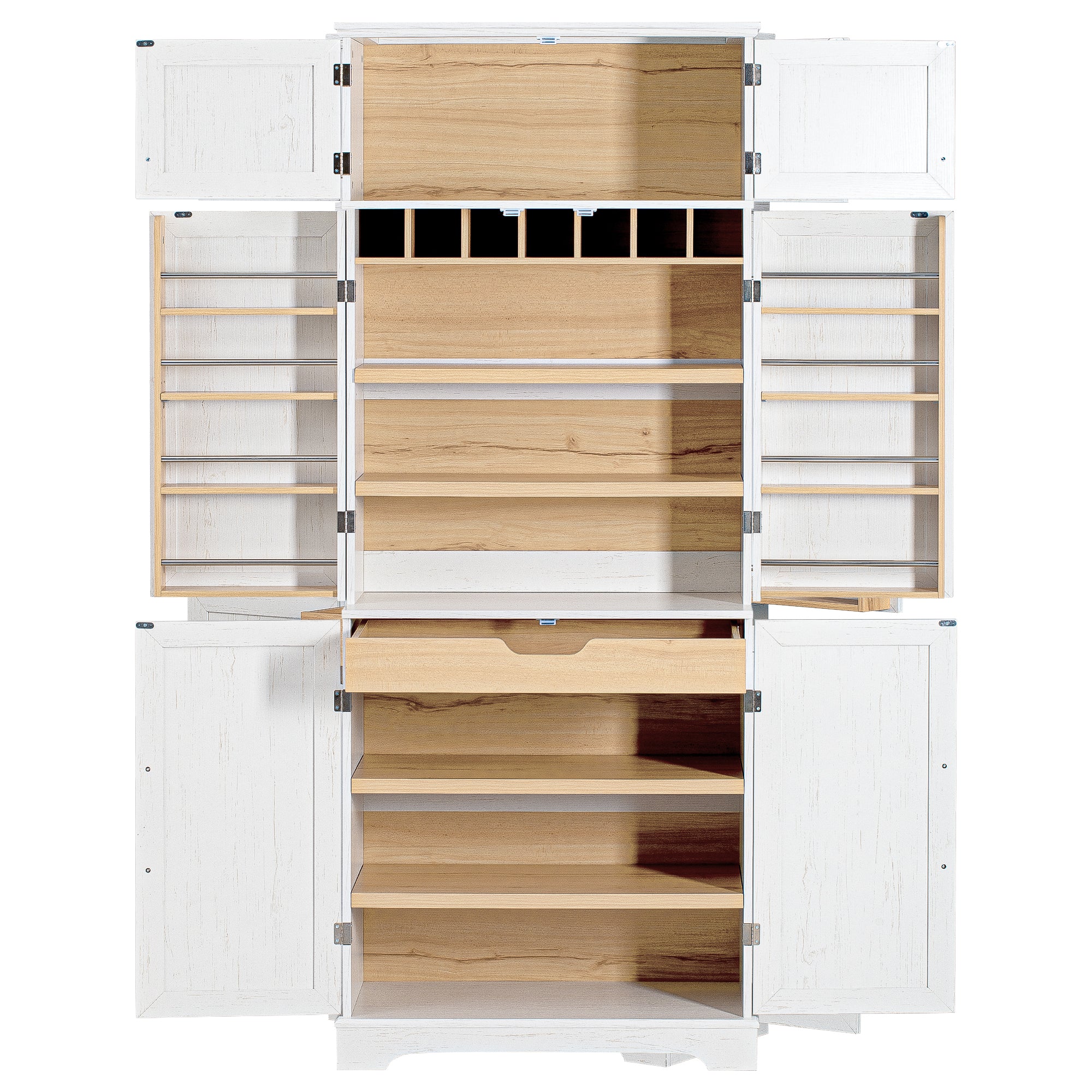 Bristol 78.2" Farmhouse White Kitchen Pantry Cabinet with Adjustable Shelves