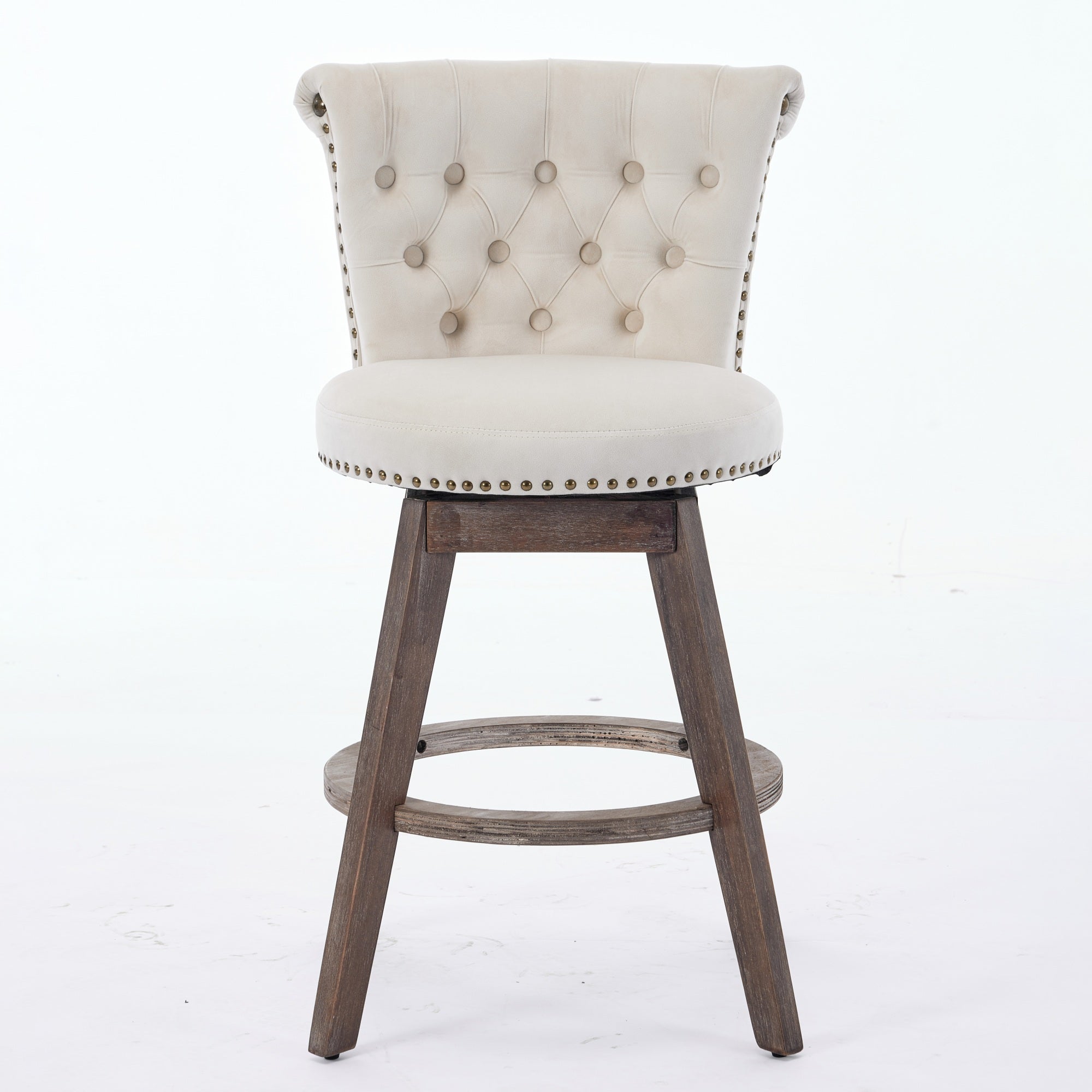 Barossa 26" Tufted Velvet Swivel Counter Height Bar Stool Set of 2 with Backrest