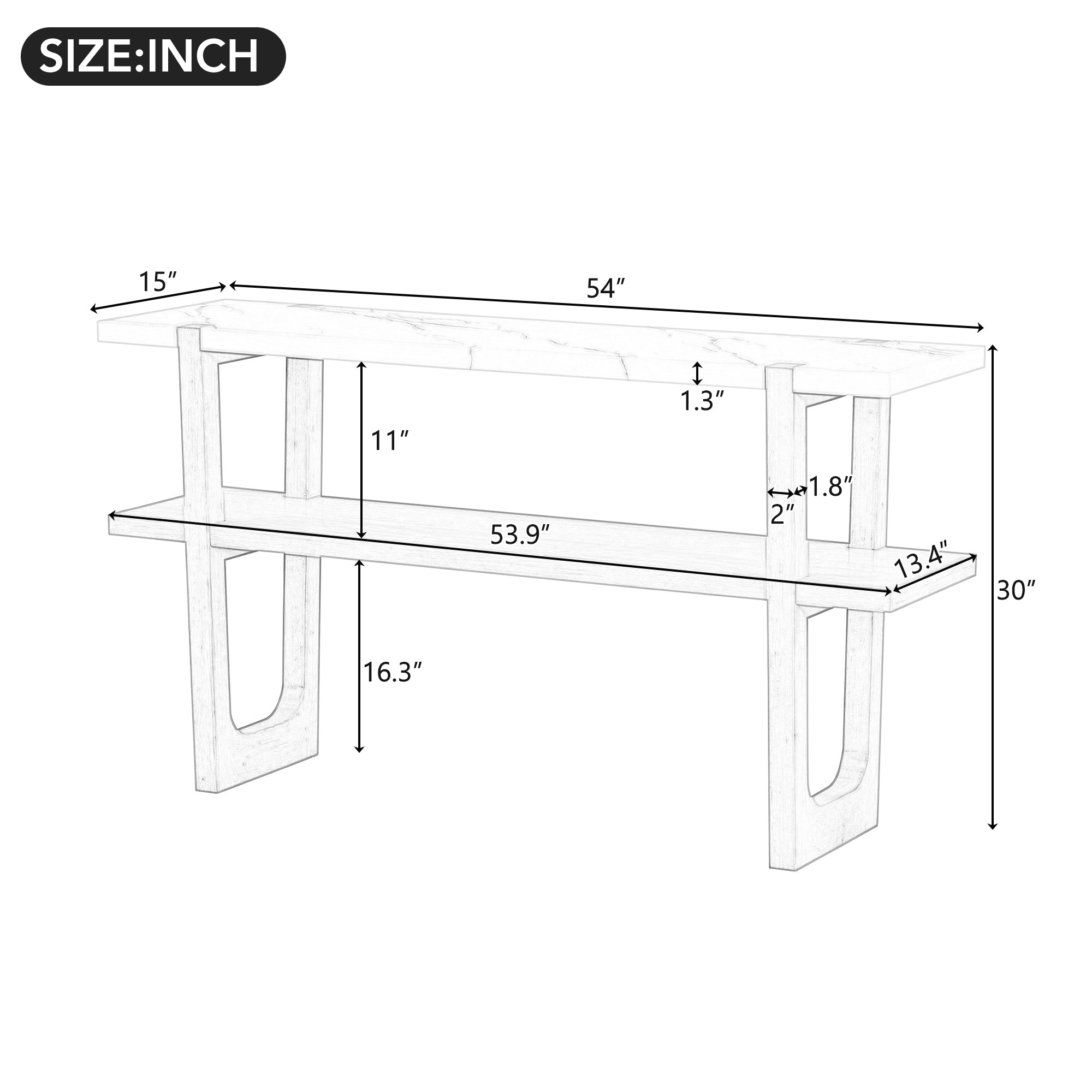 Ravenna Console Table Narrow Entryway Table with Open Shelf, Natural