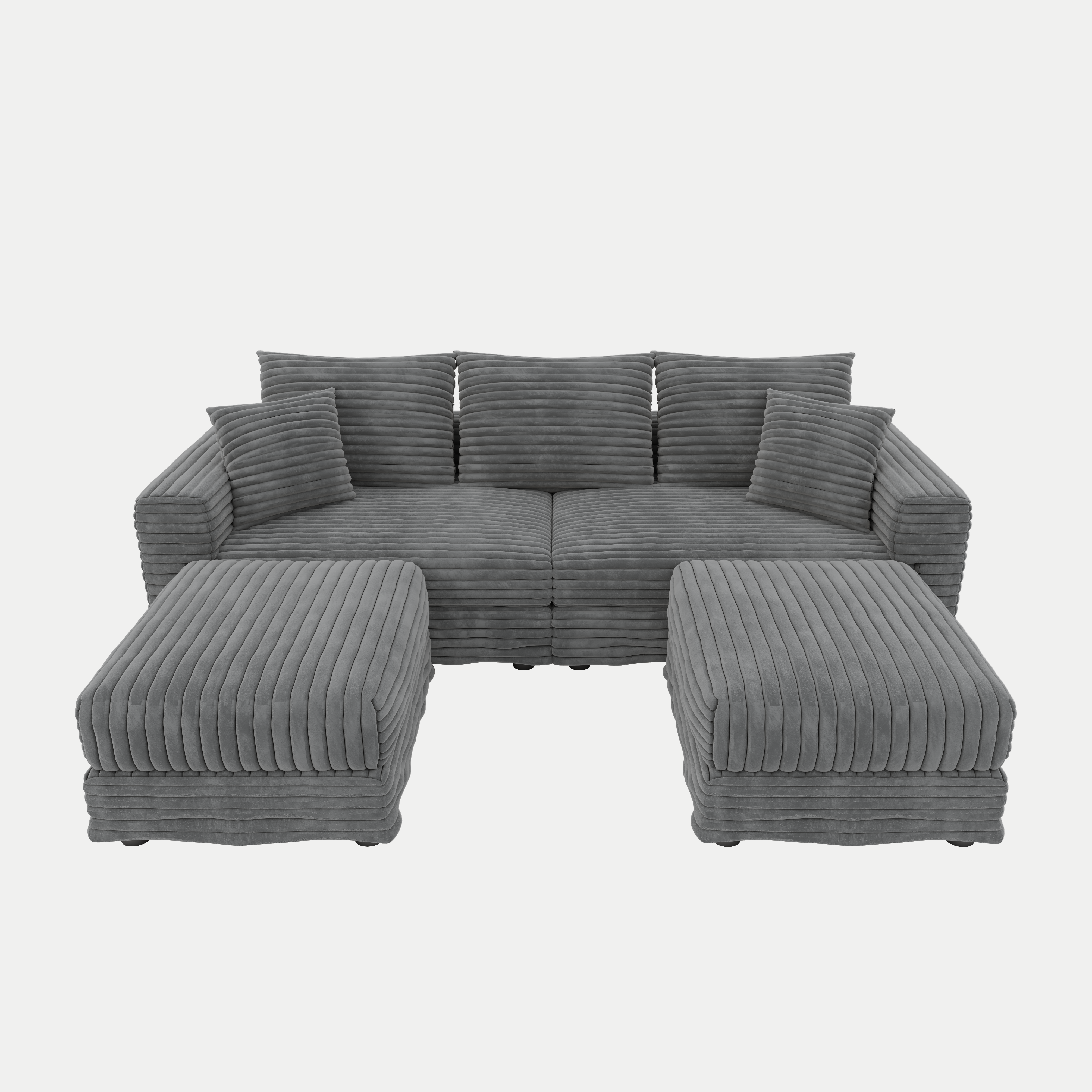 Norwalk 83" Modular Plush Corduroy U-Shaped Sectional Sofa with 2 Movable Ottomans
