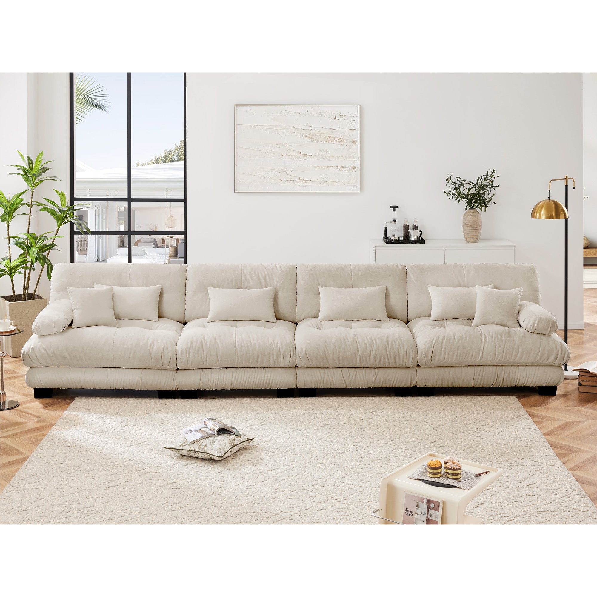 Monterey 173" Extra Large Modular Chenille Cloud Sectional Sofa with Bolstered Armrests