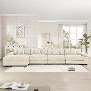 Albany 168" Modular Corduroy Oversized Cloud L-Shaped Sectional Sofa with Ottoman