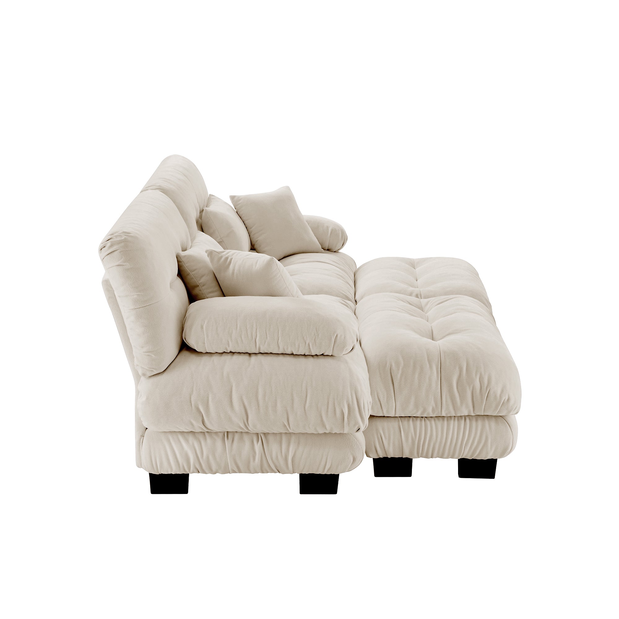 Monterey 94" Modular Chenille Cloud Sofa with 2 Ottomans and Bolstered Armrests