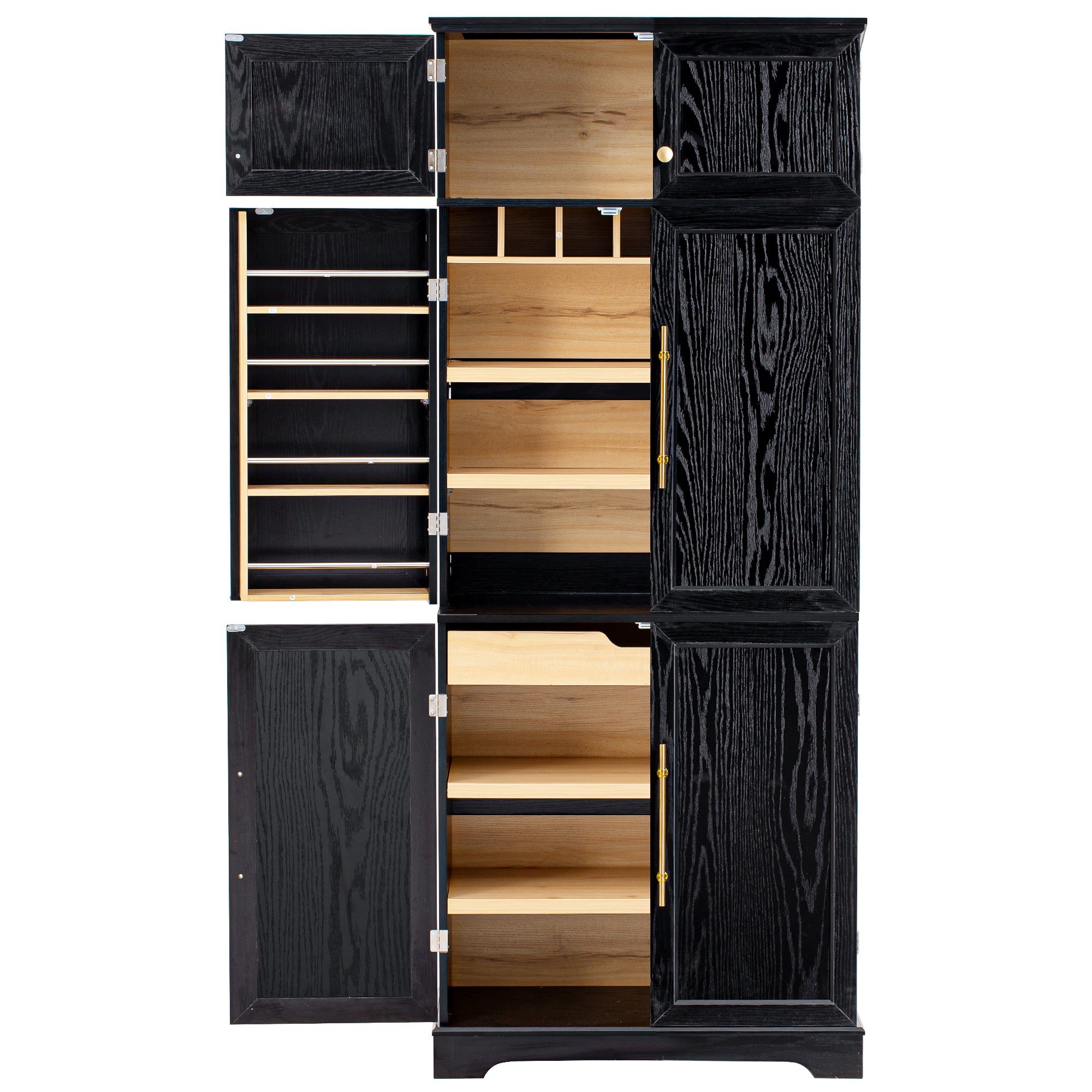 Bristol 78.2" Farmhouse Ash-Black Kitchen Pantry Cabinet with Adjustable Shelves
