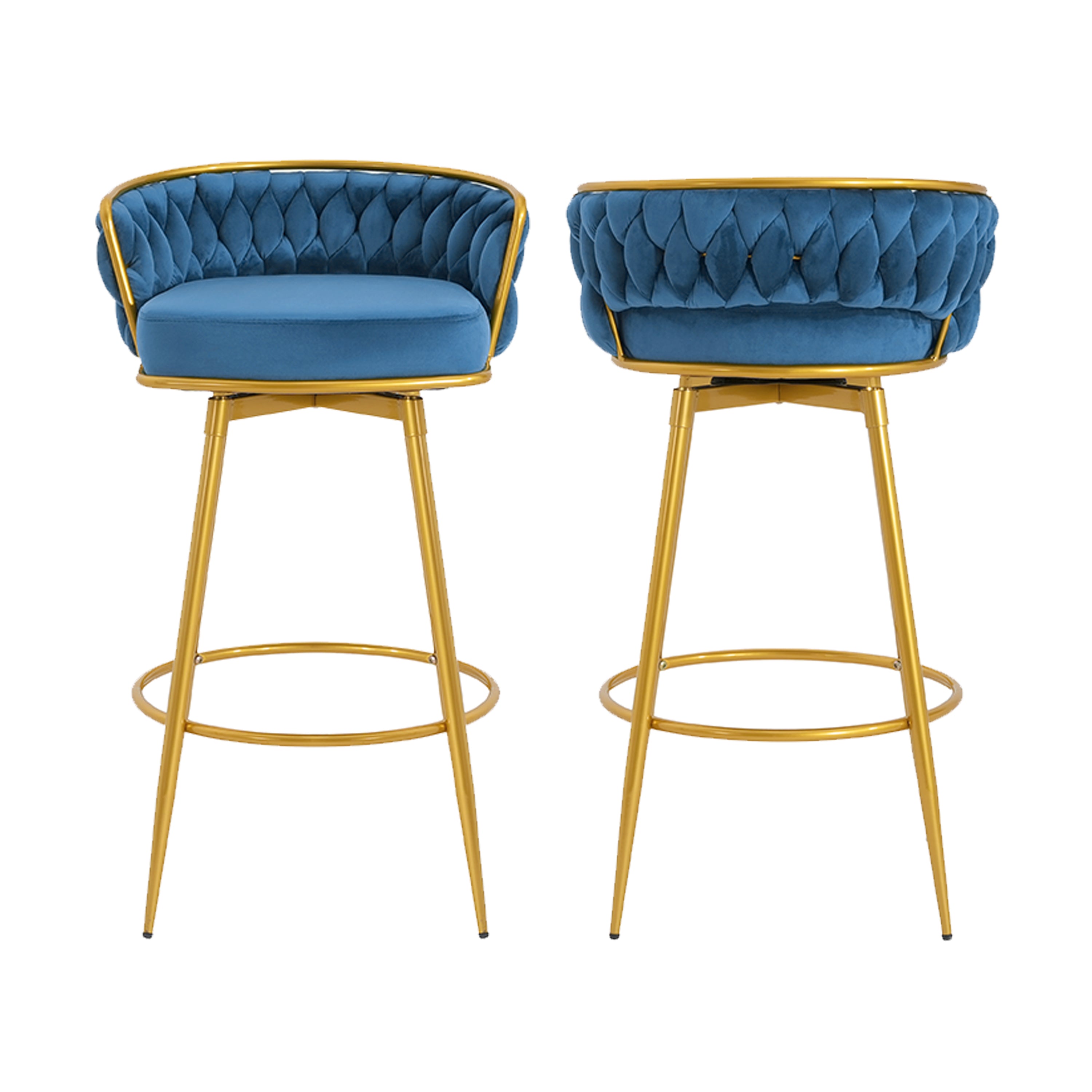 Aurea 31.5" Modern Swivel Counter Height Bar Stools Set of 2 with Gold Metal Legs
