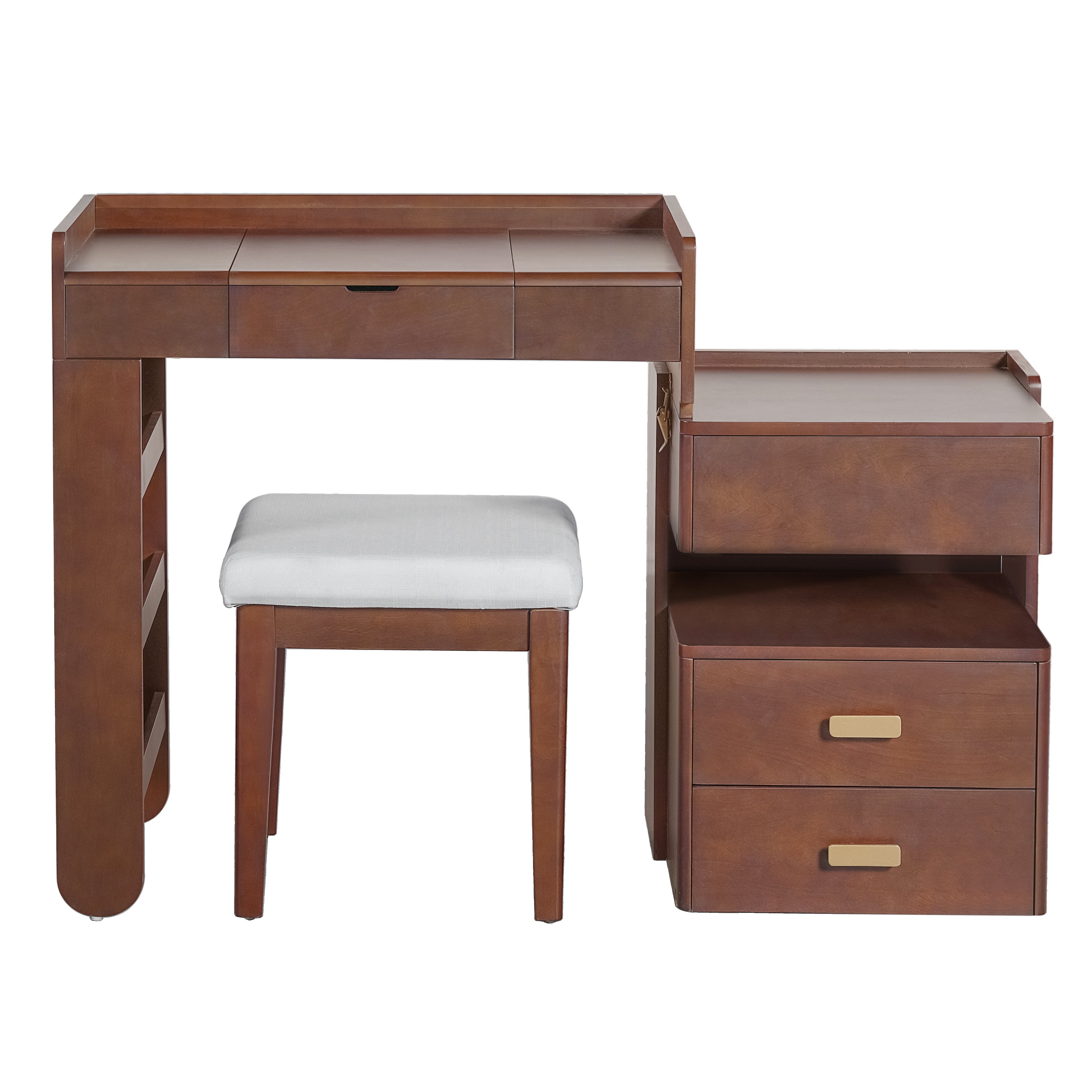 Aurorae Modular Makeup Vanity Desk Set with Flip-Top Mirror and Ample Drawer Storage